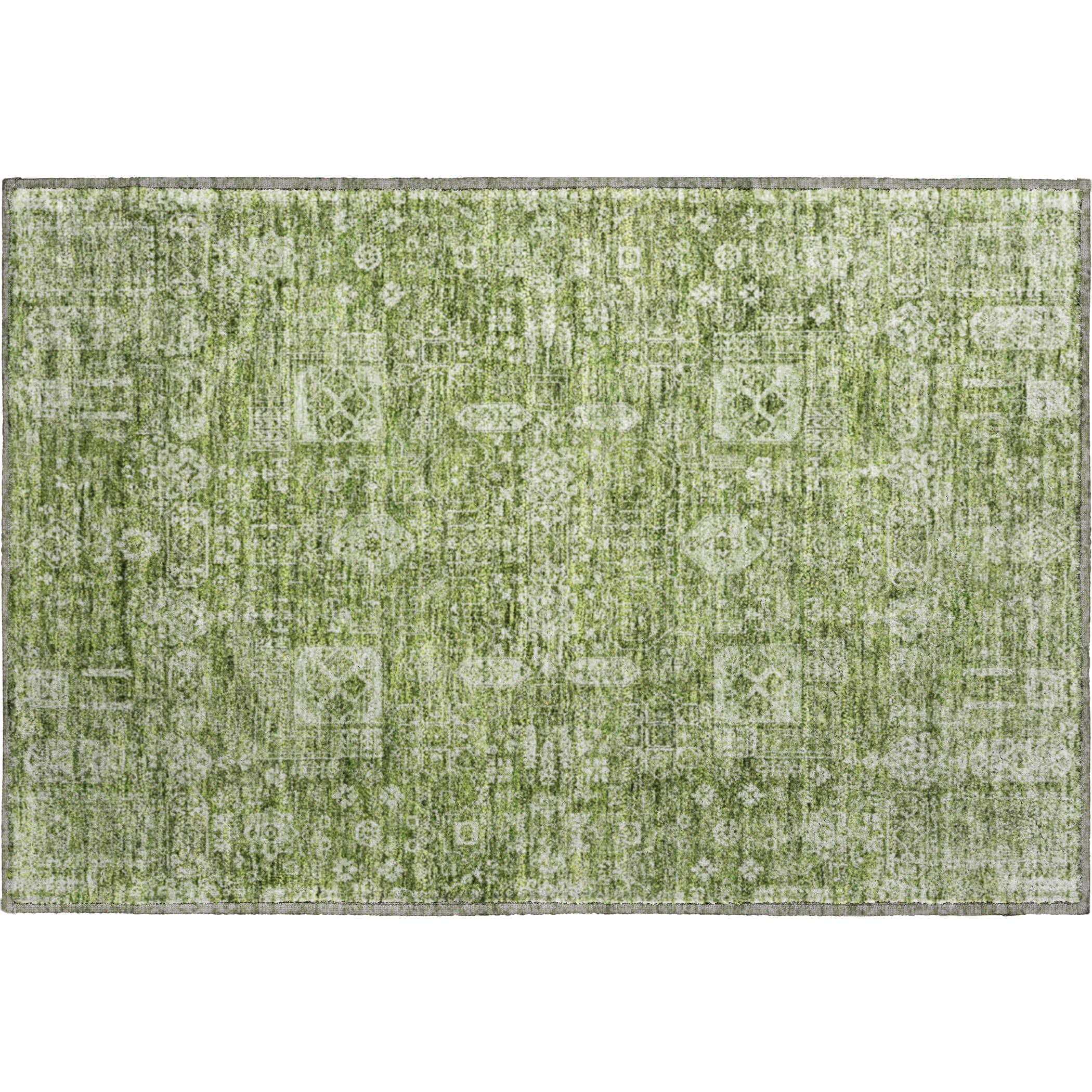 Sintra Machine Washable Transitional Aloe Green Rug 1'8" x 2'6" #shape_Rectangle