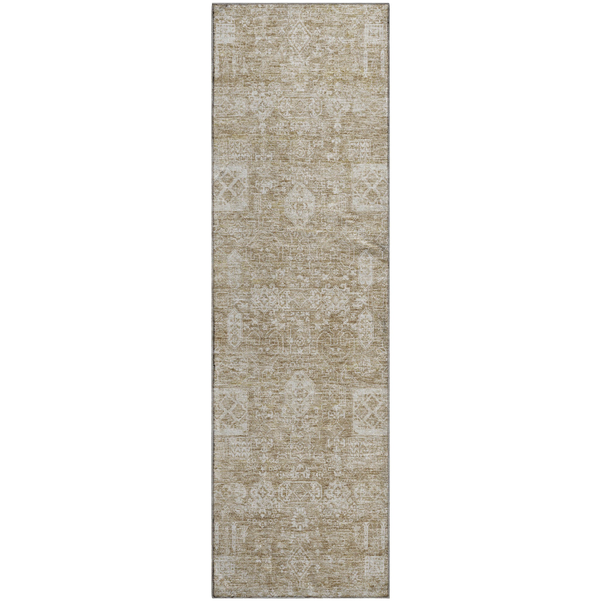 Sintra Machine Washable Transitional Beige Brown Rug 2'3" x 7'6" #shape_Runner