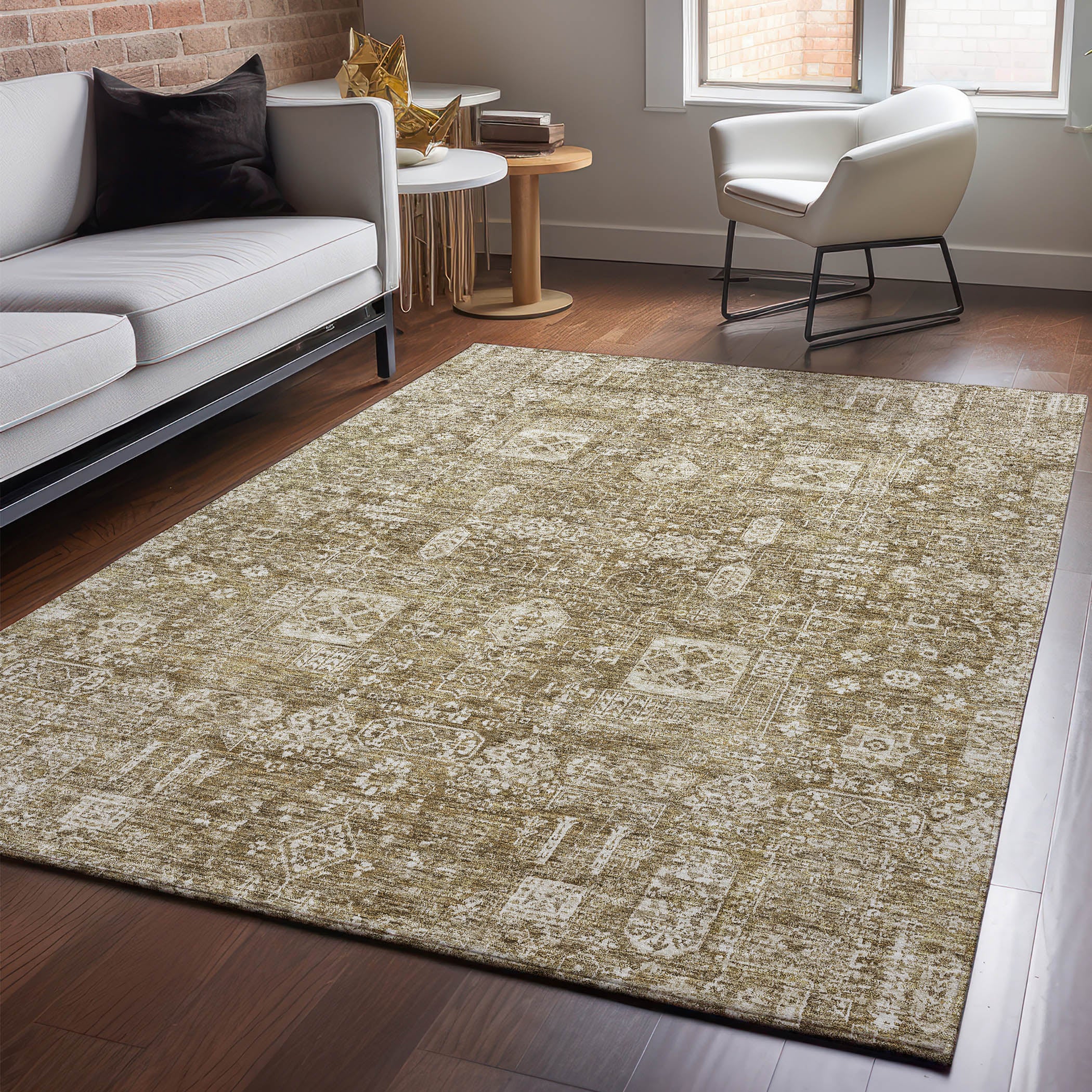 Sintra Machine Washable Transitional Brown Rug 2'6" x 3'10" #shape_Rectangle