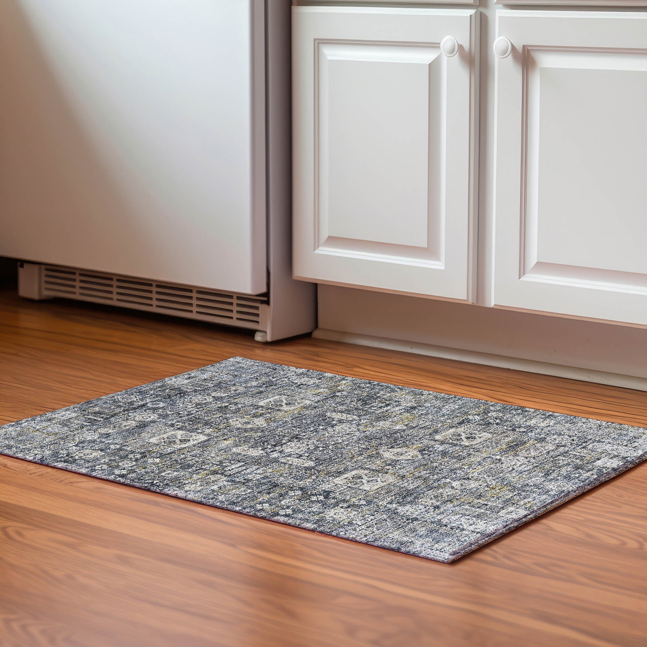 Sintra Machine Washable Transitional Charcoal Gray Rug 1'8" x 2'6" #shape_Rectangle