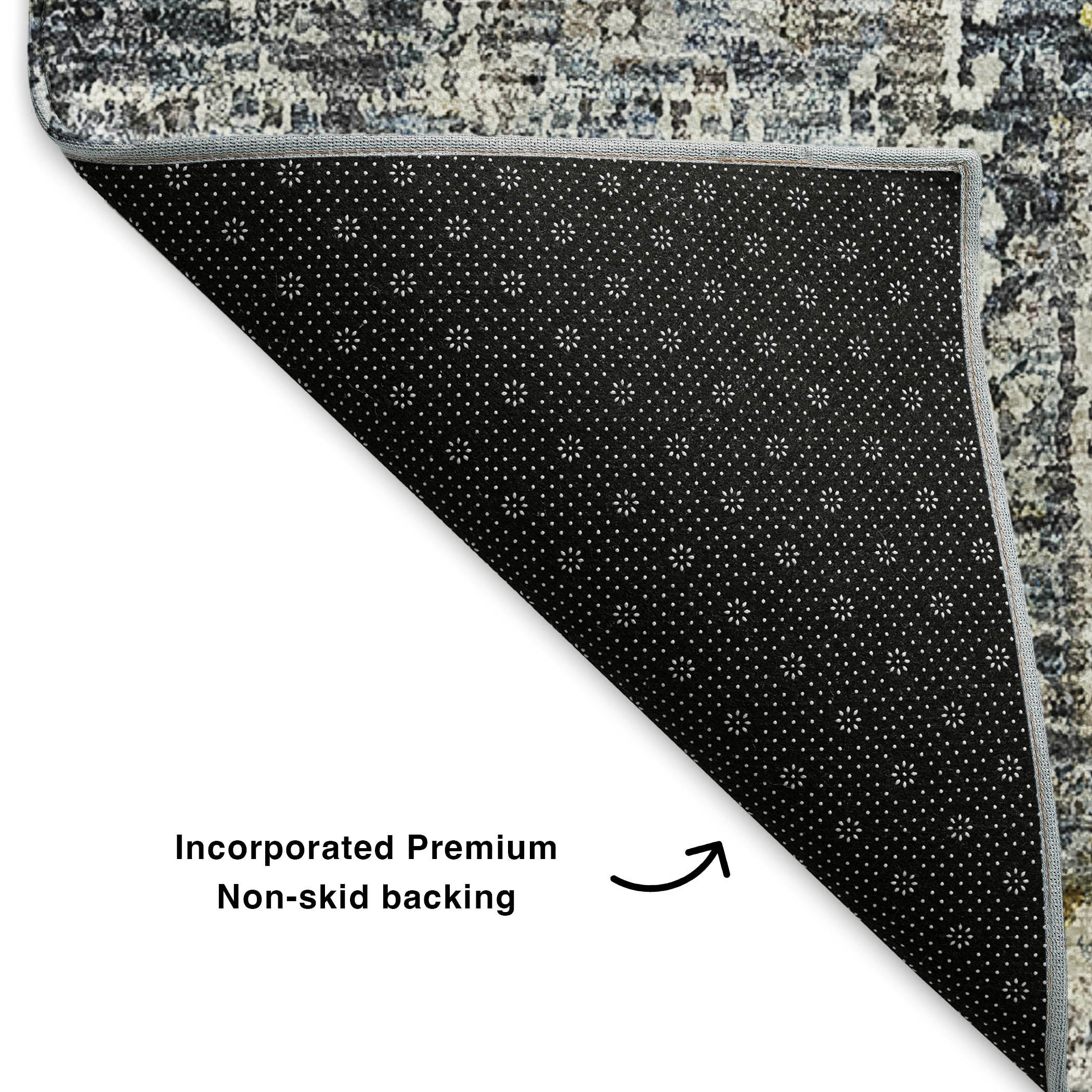 Sintra Machine Washable Transitional Charcoal Gray Rug 1'8" x 2'6" #shape_Rectangle