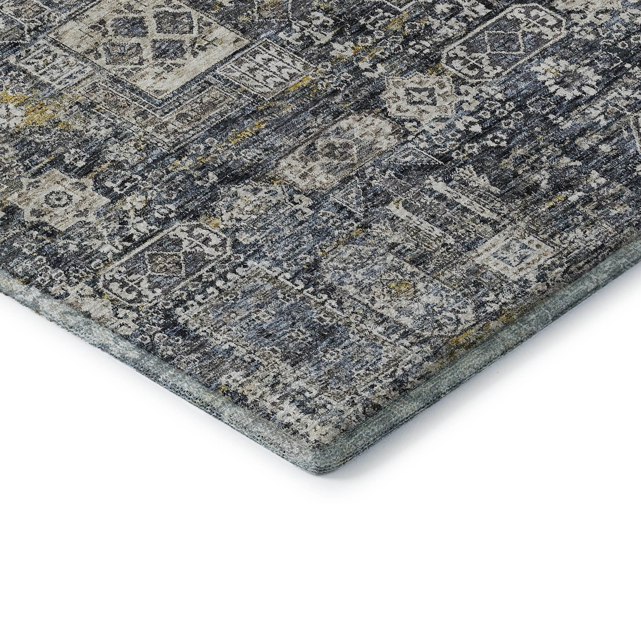 Sintra Machine Washable Transitional Charcoal Gray Rug 1'8" x 2'6" #shape_Rectangle