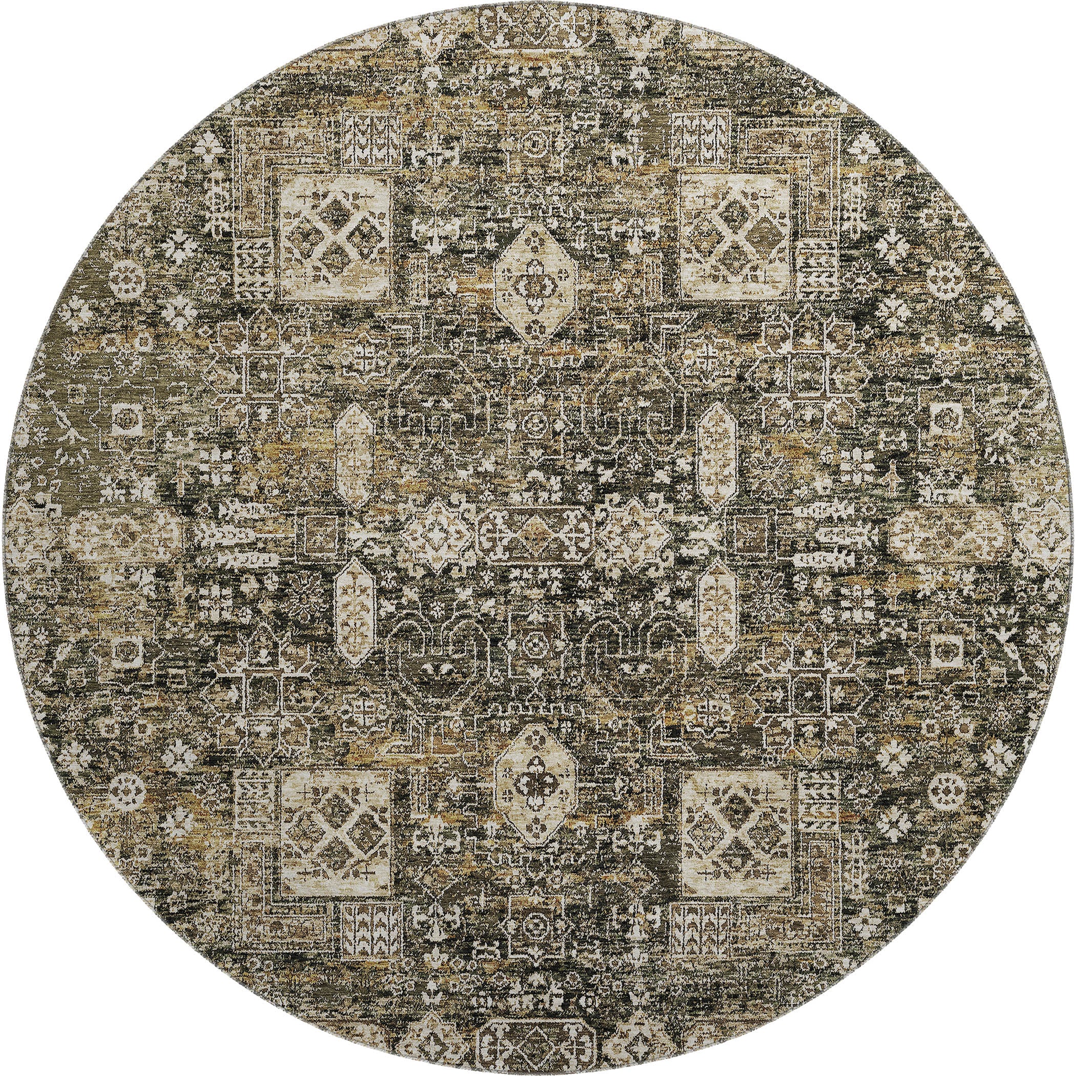 Sintra Machine Washable Transitional Coffee Brown Rug 8' x 8' #shape_Round