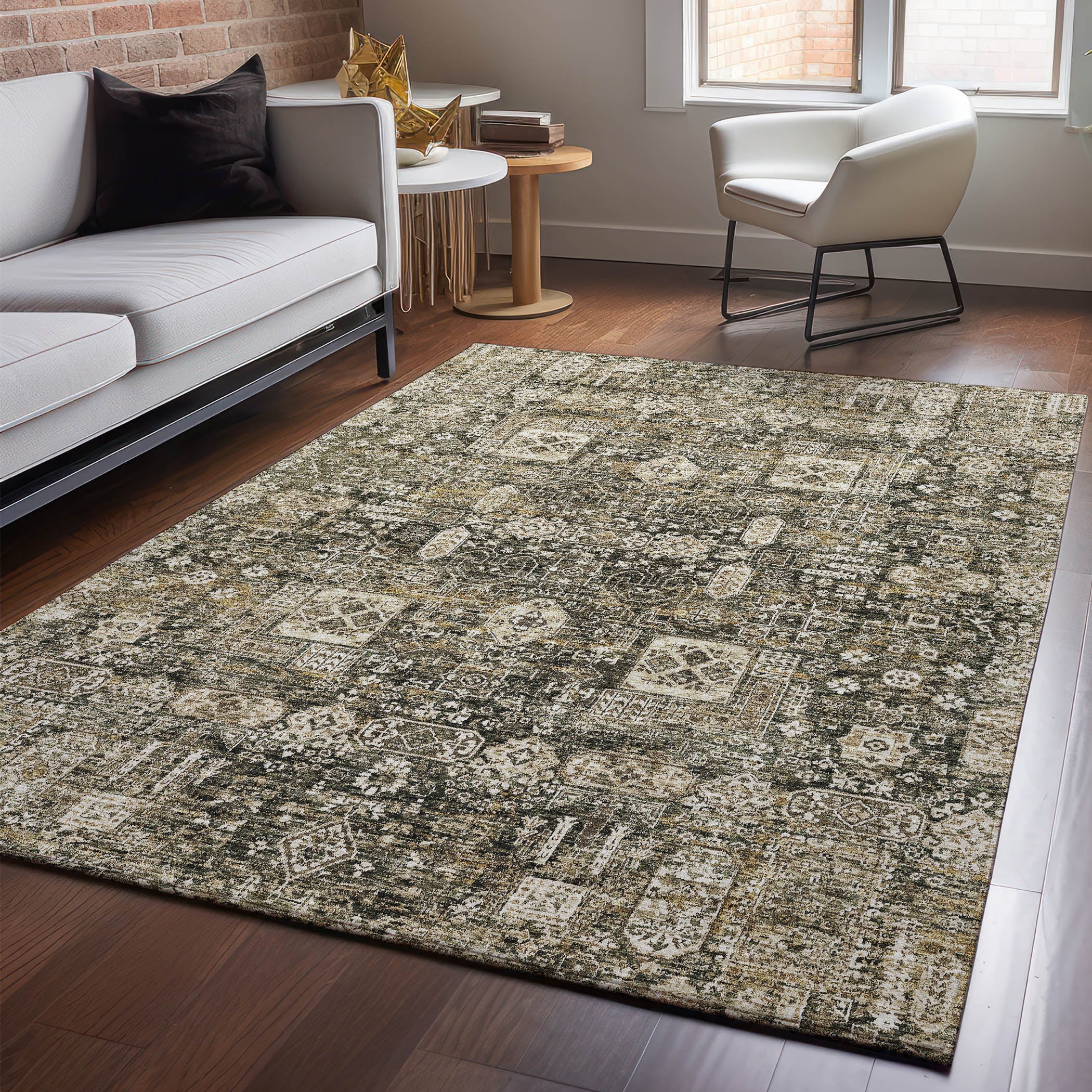 Sintra Machine Washable Transitional Coffee Brown Rug 2'6" x 3'10" #shape_Rectangle