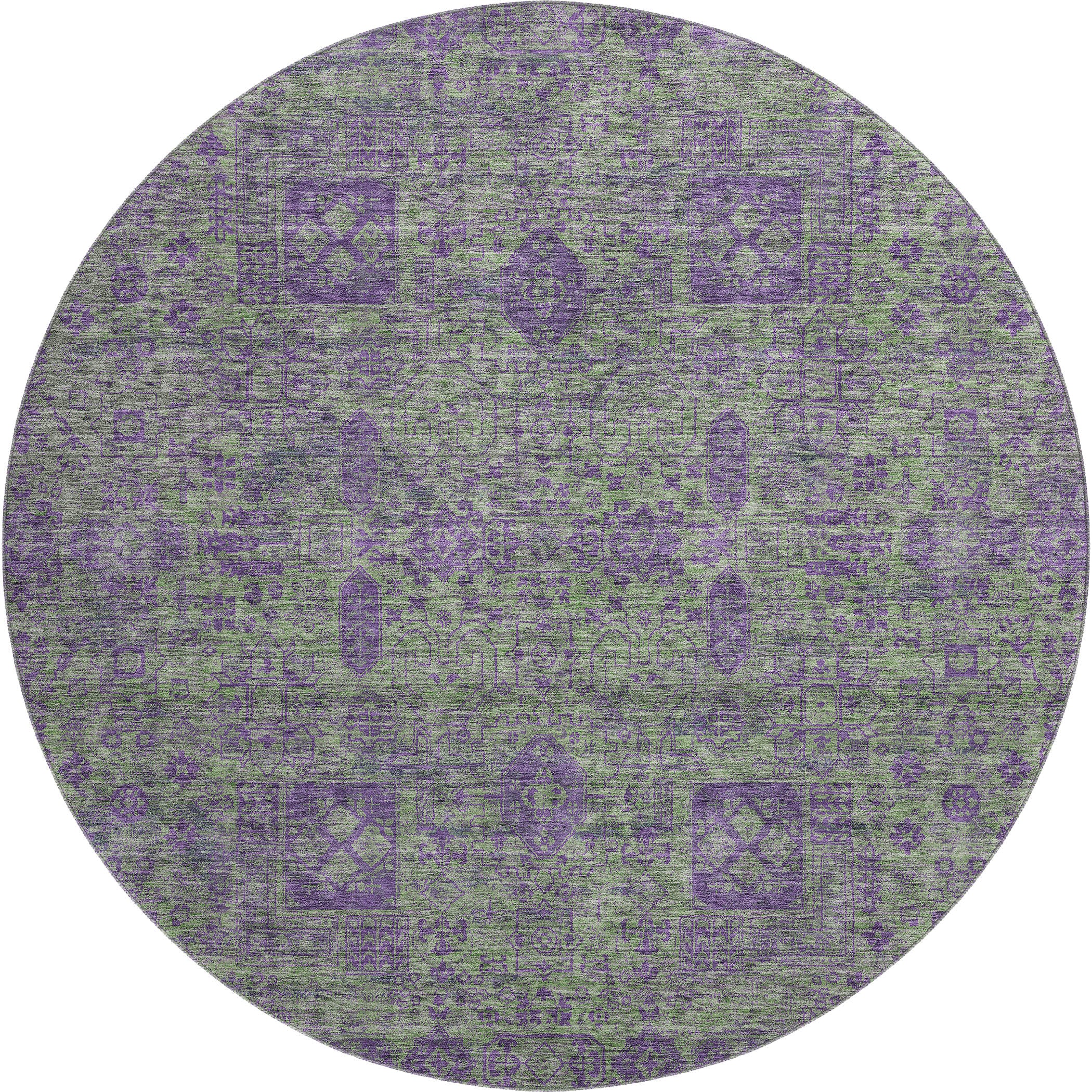 Sintra Machine Washable Transitional Fern Green Rug 8' x 8' #shape_Round