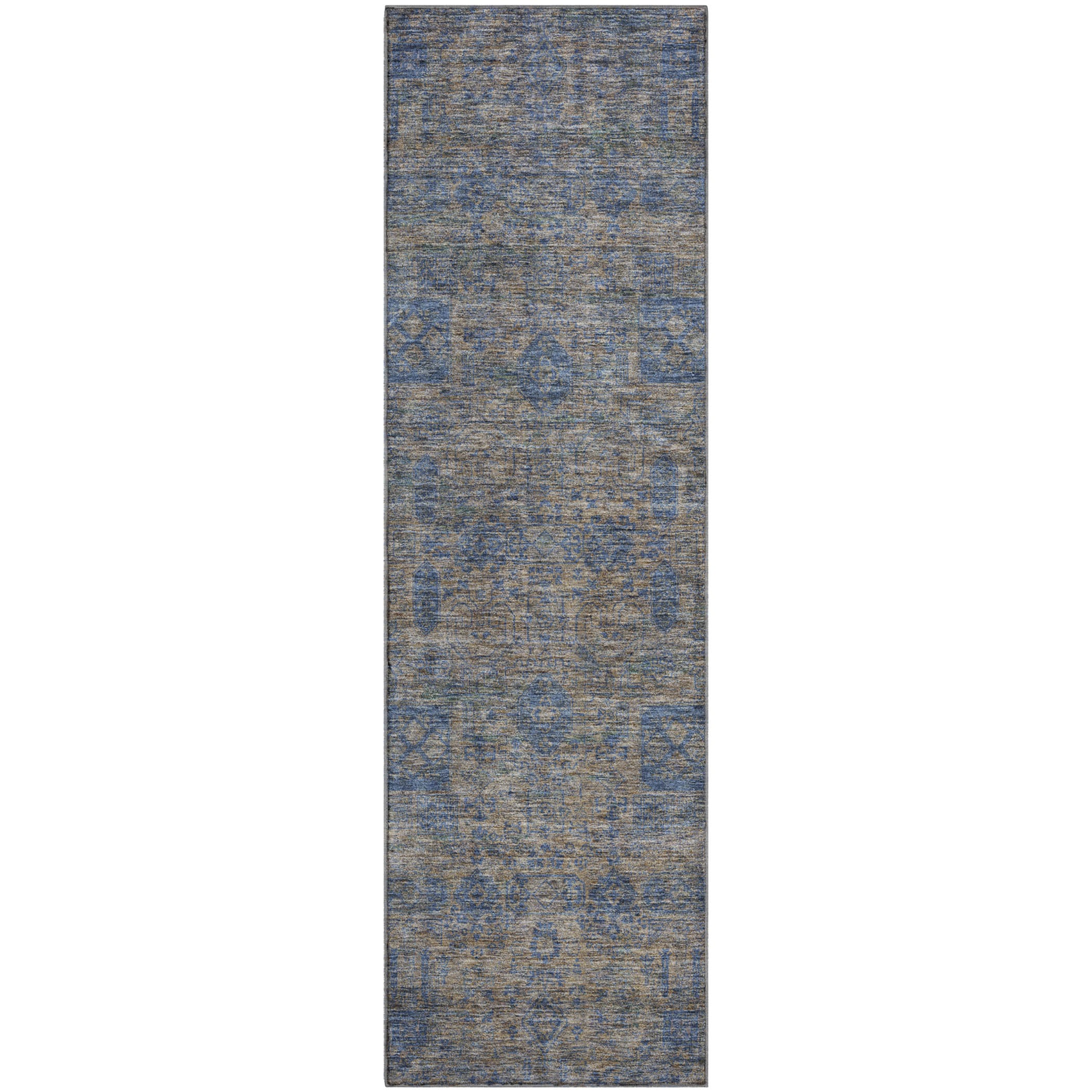Sintra Machine Washable Transitional Khaki Brown Rug 2'3" x 7'6" #shape_Runner