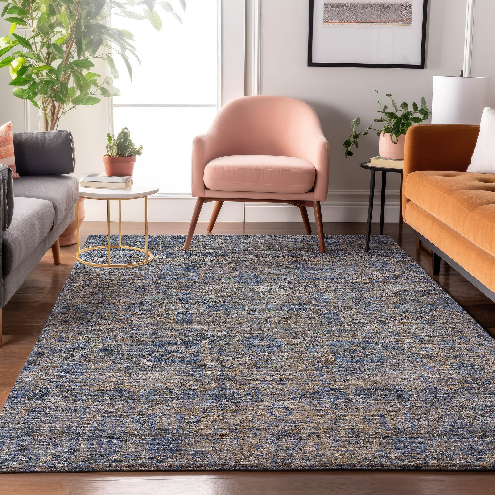 Sintra Machine Washable Transitional Khaki Brown Rug 2'6" x 3'10" #shape_Rectangle