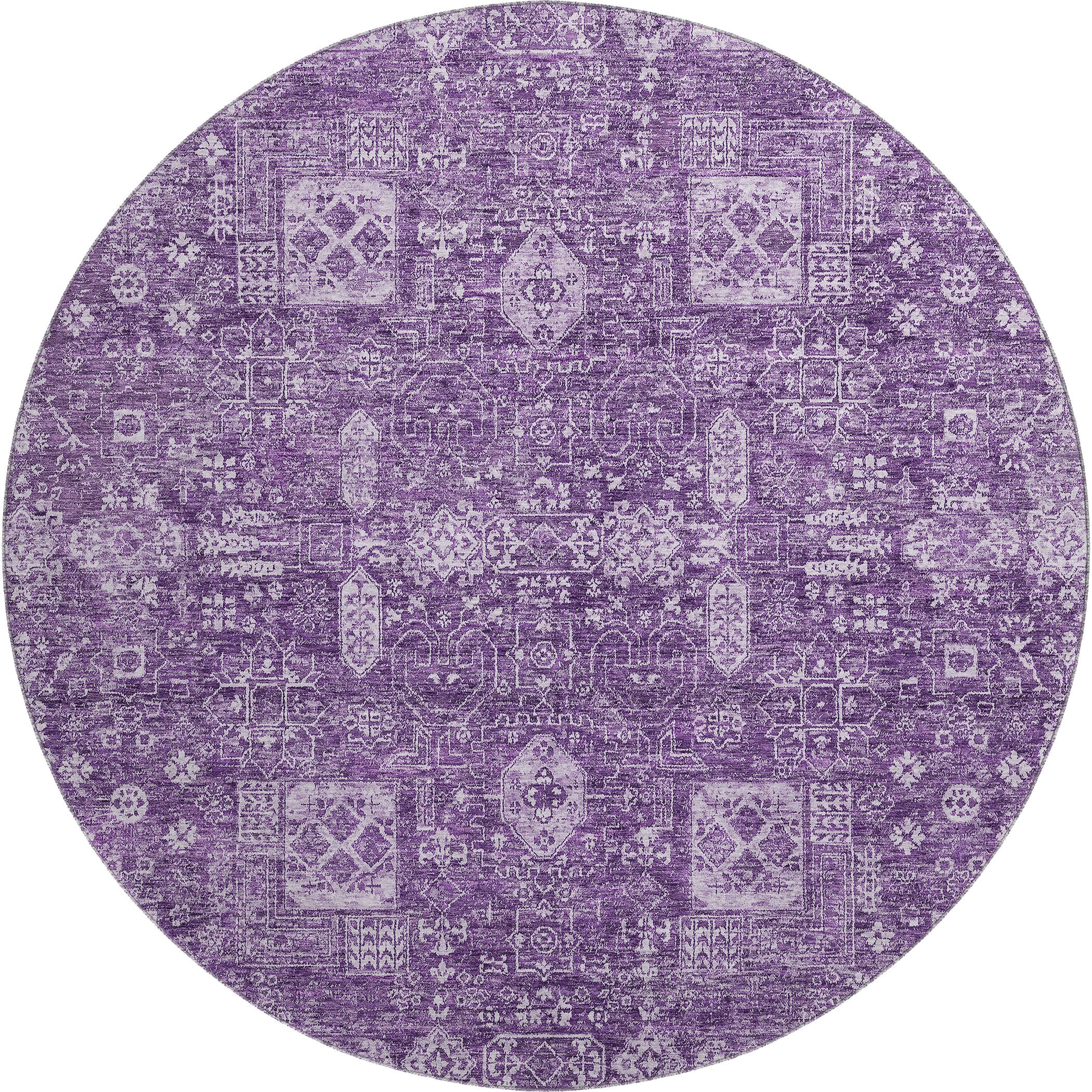 Sintra Machine Washable Transitional Purple Rug 8' x 8' #shape_Round