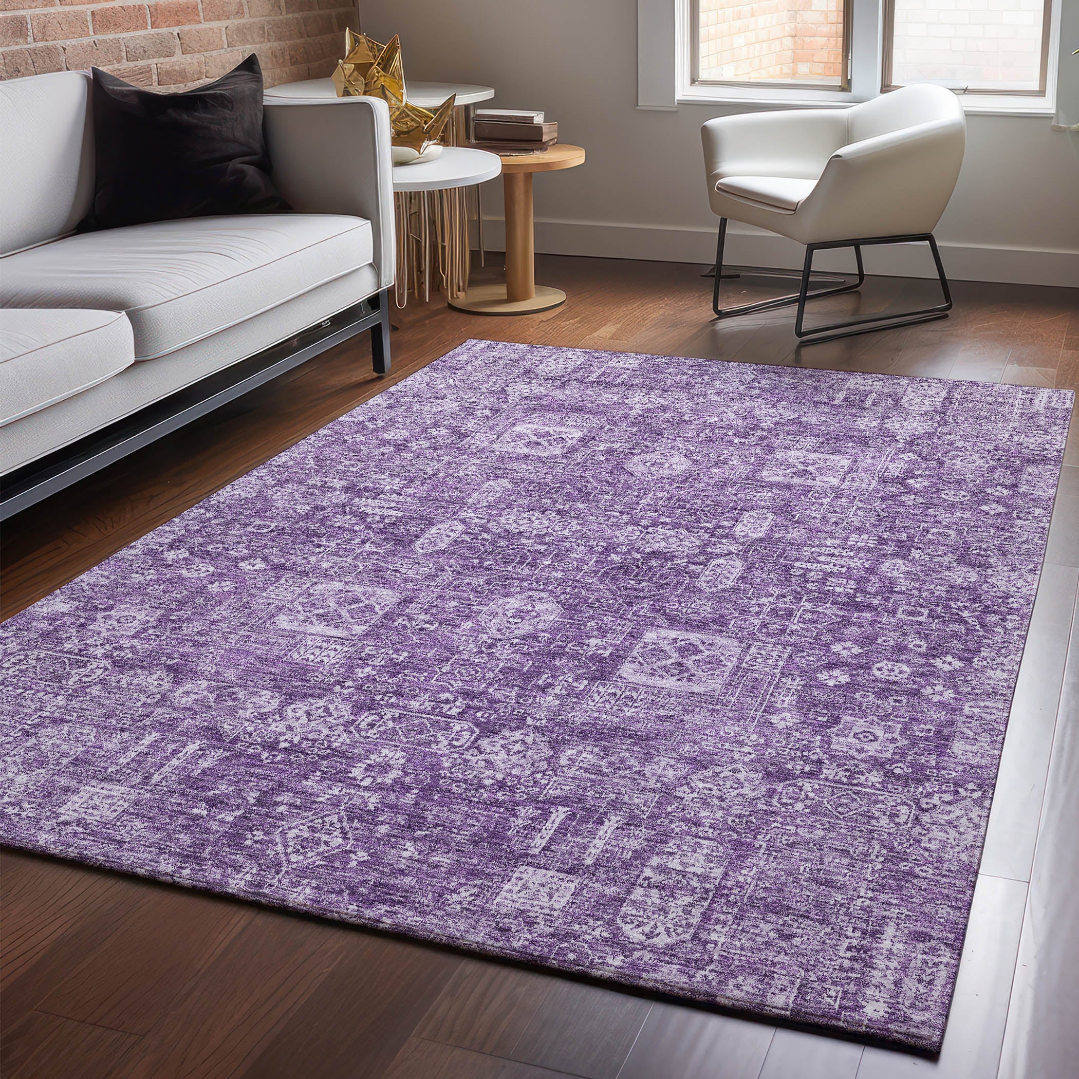 Sintra Machine Washable Transitional Purple Rug 2'6" x 3'10" #shape_Rectangle