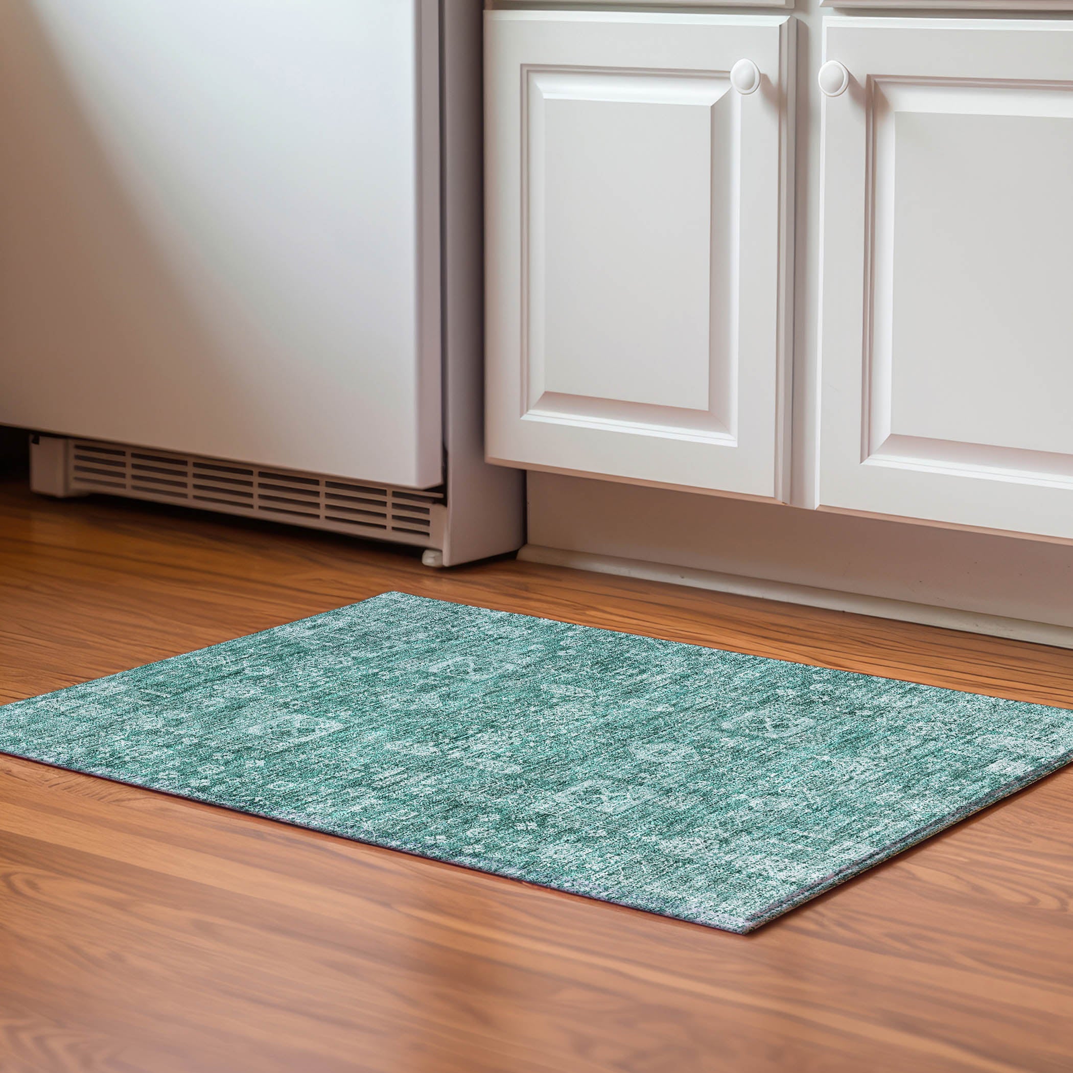 Sintra Machine Washable Transitional Teal Rug 1'8" x 2'6" #shape_Rectangle