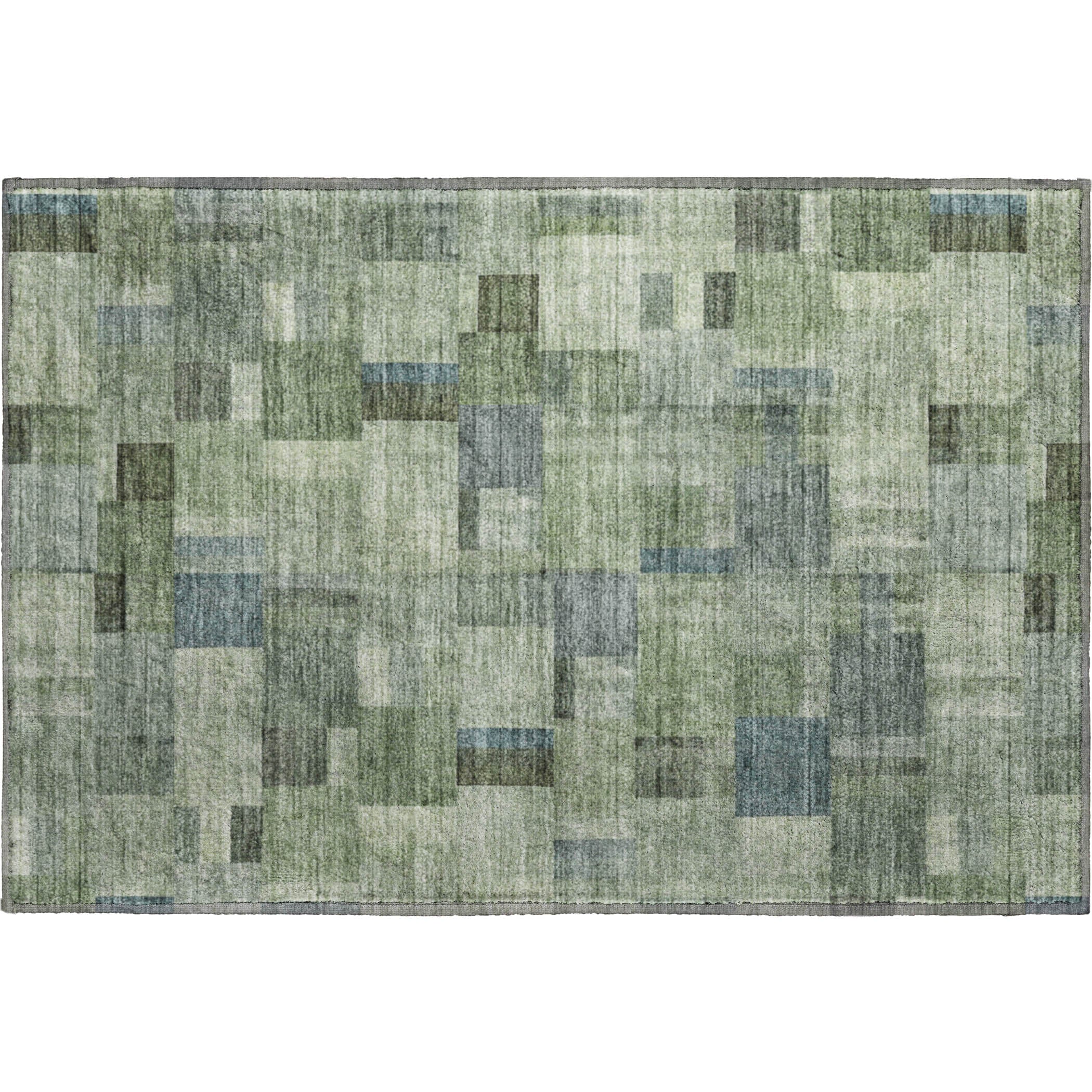 Seoul Machine Washable Transitional Green Rug 1'8" x 2'6" #shape_Rectangle