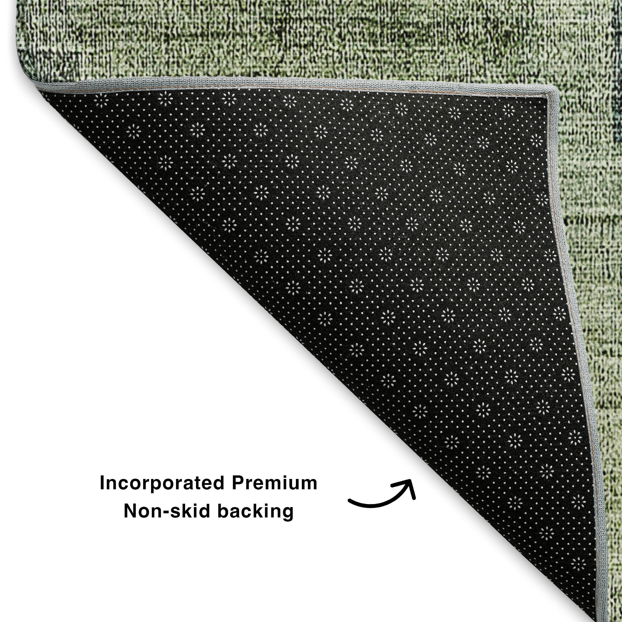 Seoul Machine Washable Transitional Green Rug 1'8" x 2'6" #shape_Rectangle