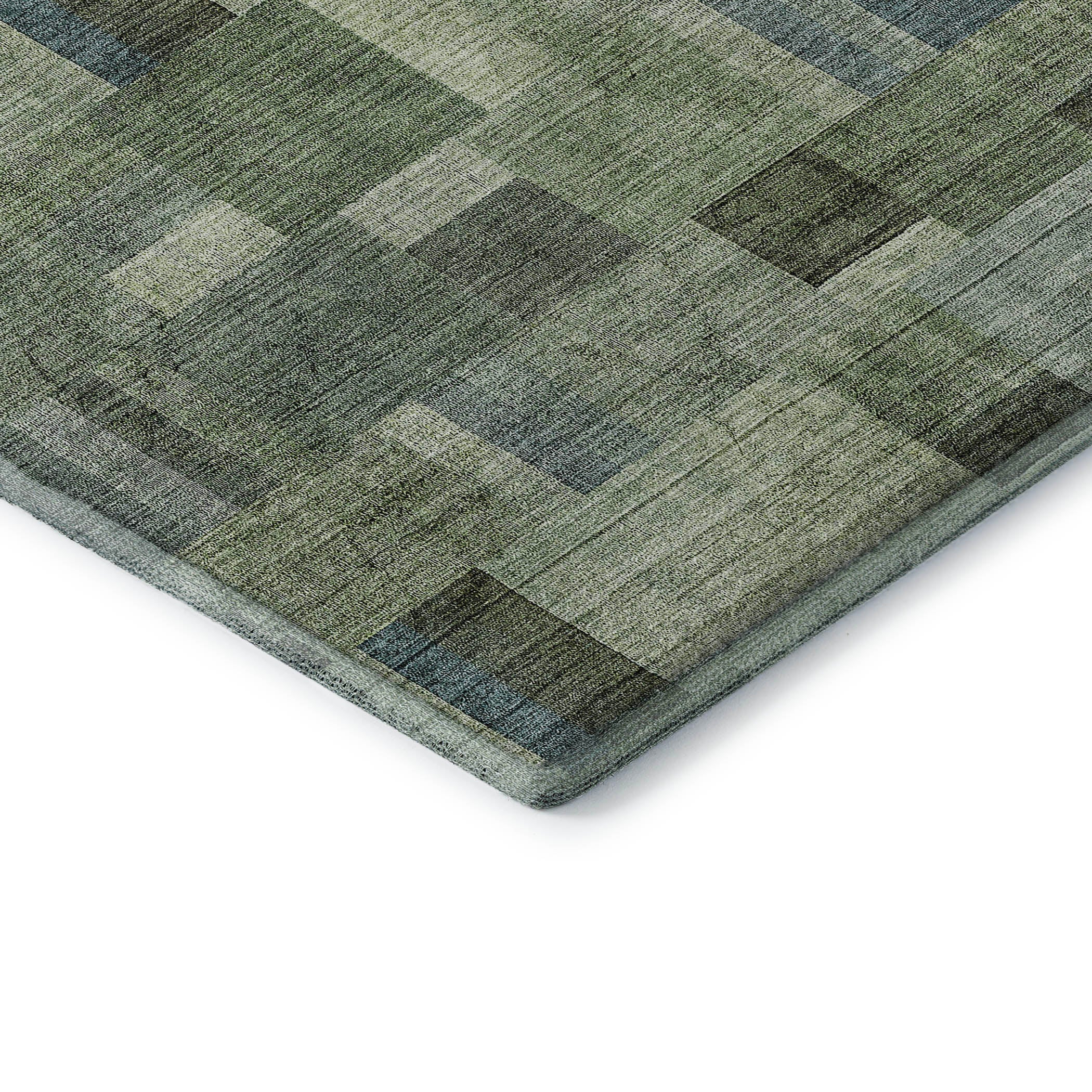 Seoul Machine Washable Transitional Green Rug 1'8" x 2'6" #shape_Rectangle