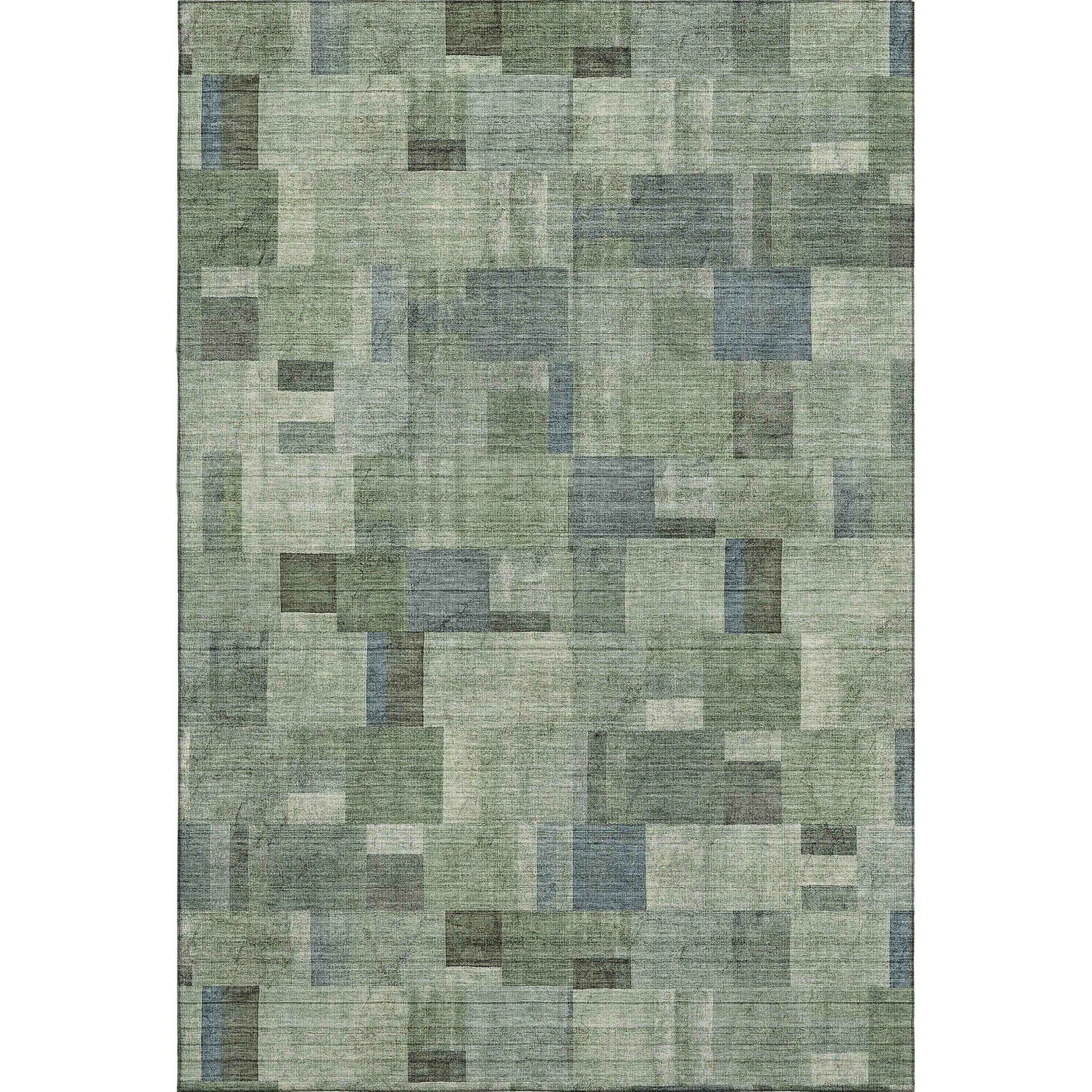 Seoul Machine Washable Transitional Green Rug 2'6" x 3'10" #shape_Rectangle
