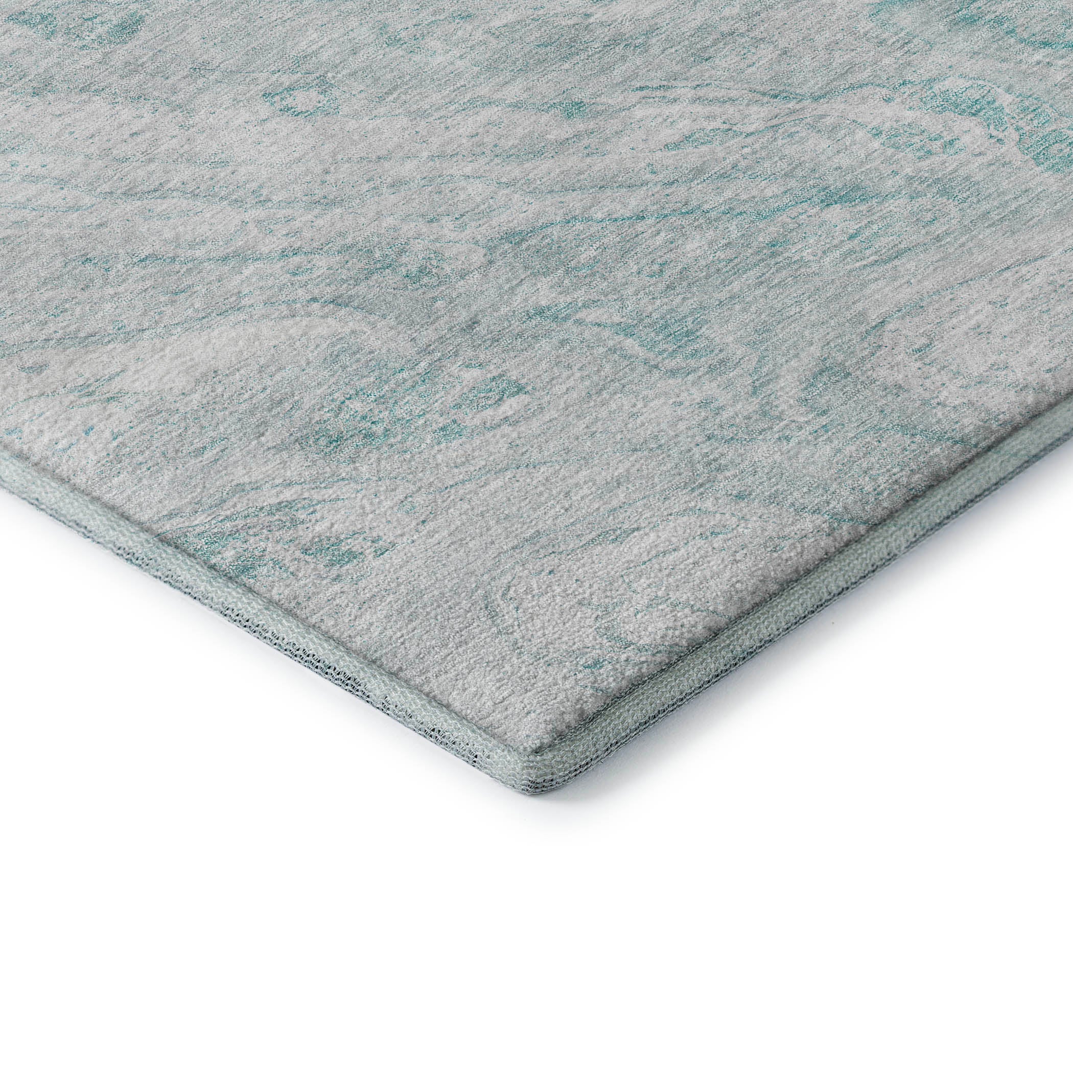 Kyoto Machine Washable Transitional Teal Rug 1'8" x 2'6" #shape_Rectangle