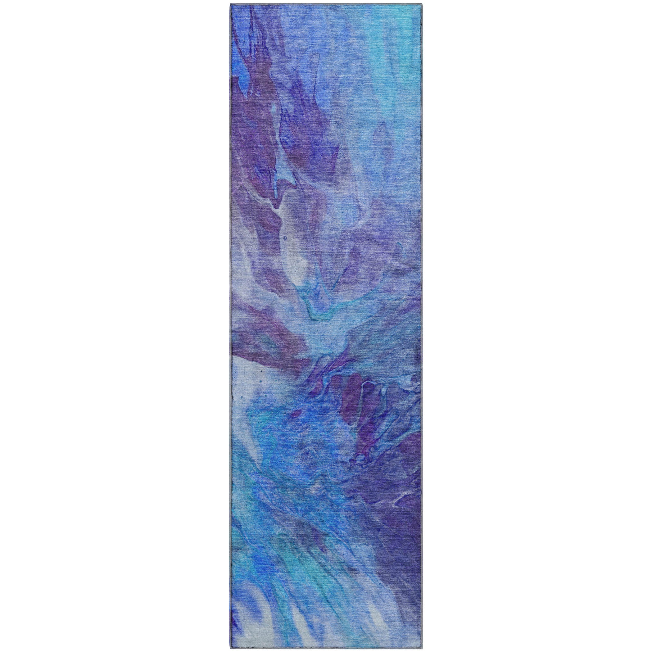 Colombo Machine Washable Transitional Blue Rug 2'3" x 7'6" #shape_Runner