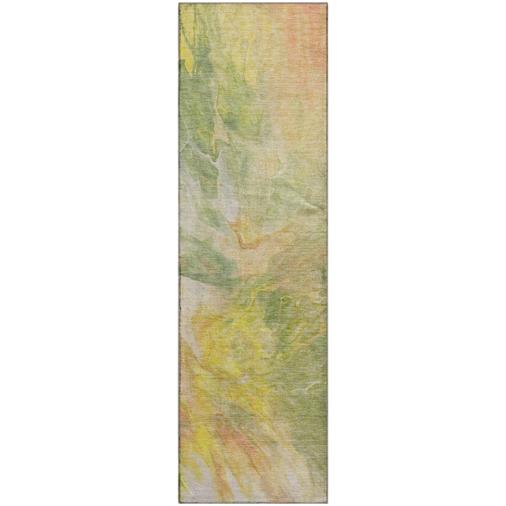 Colombo Machine Washable Transitional Green Rug 2'3" x 7'6" #shape_Runner