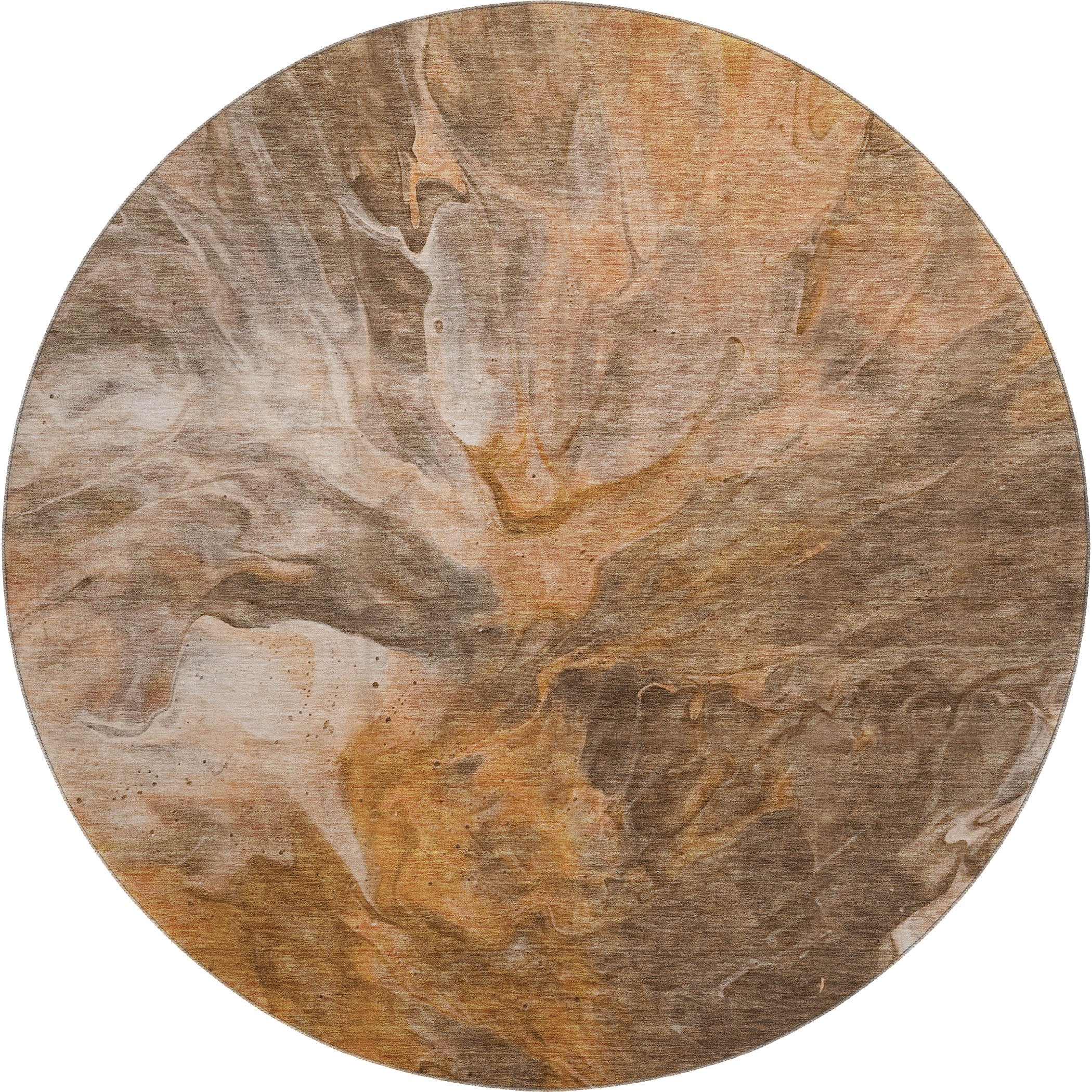 Colombo Machine Washable Transitional Paprika Orange Rug 8' x 8' #shape_Round