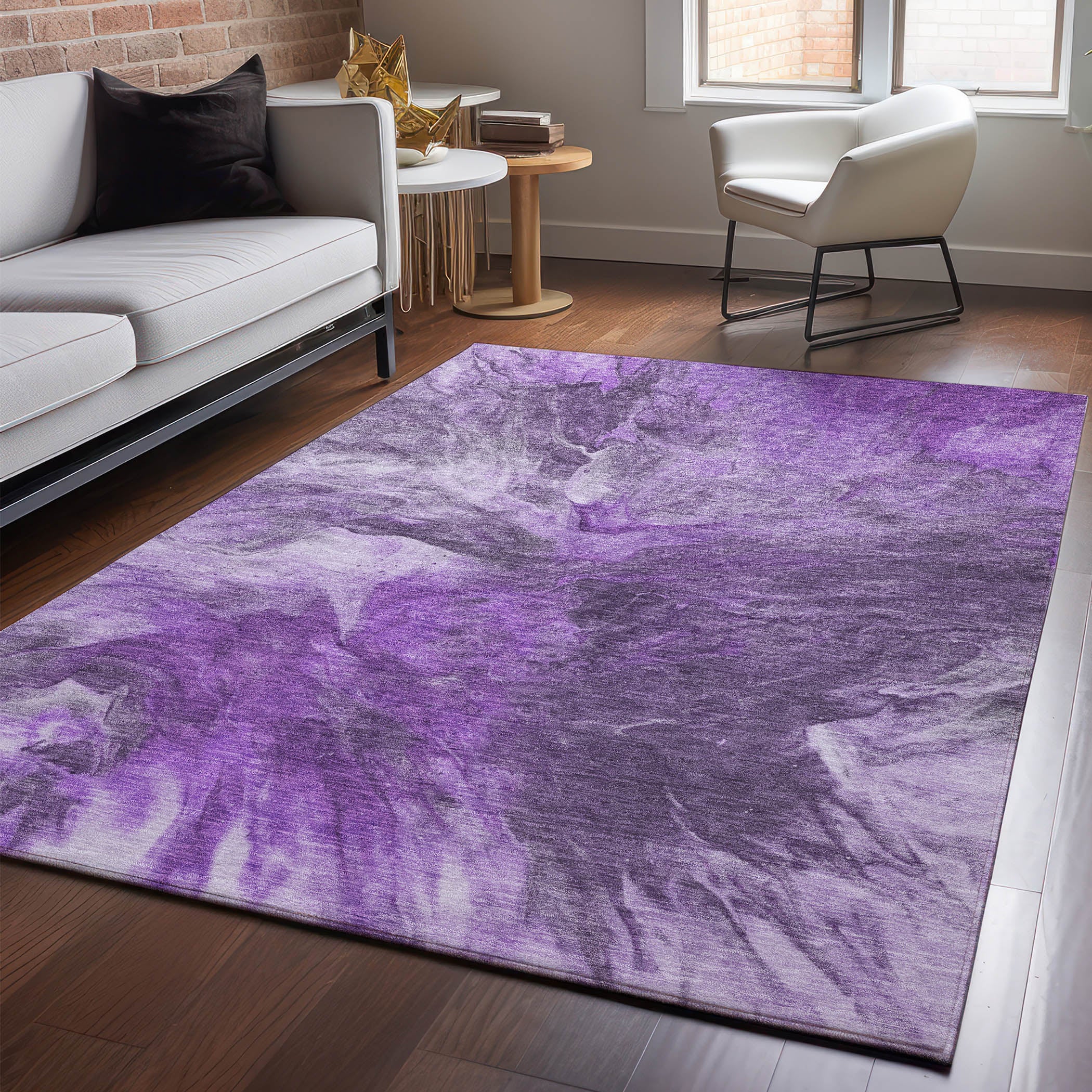 Colombo Machine Washable Transitional Purple Rug 2'6" x 3'10" #shape_Rectangle