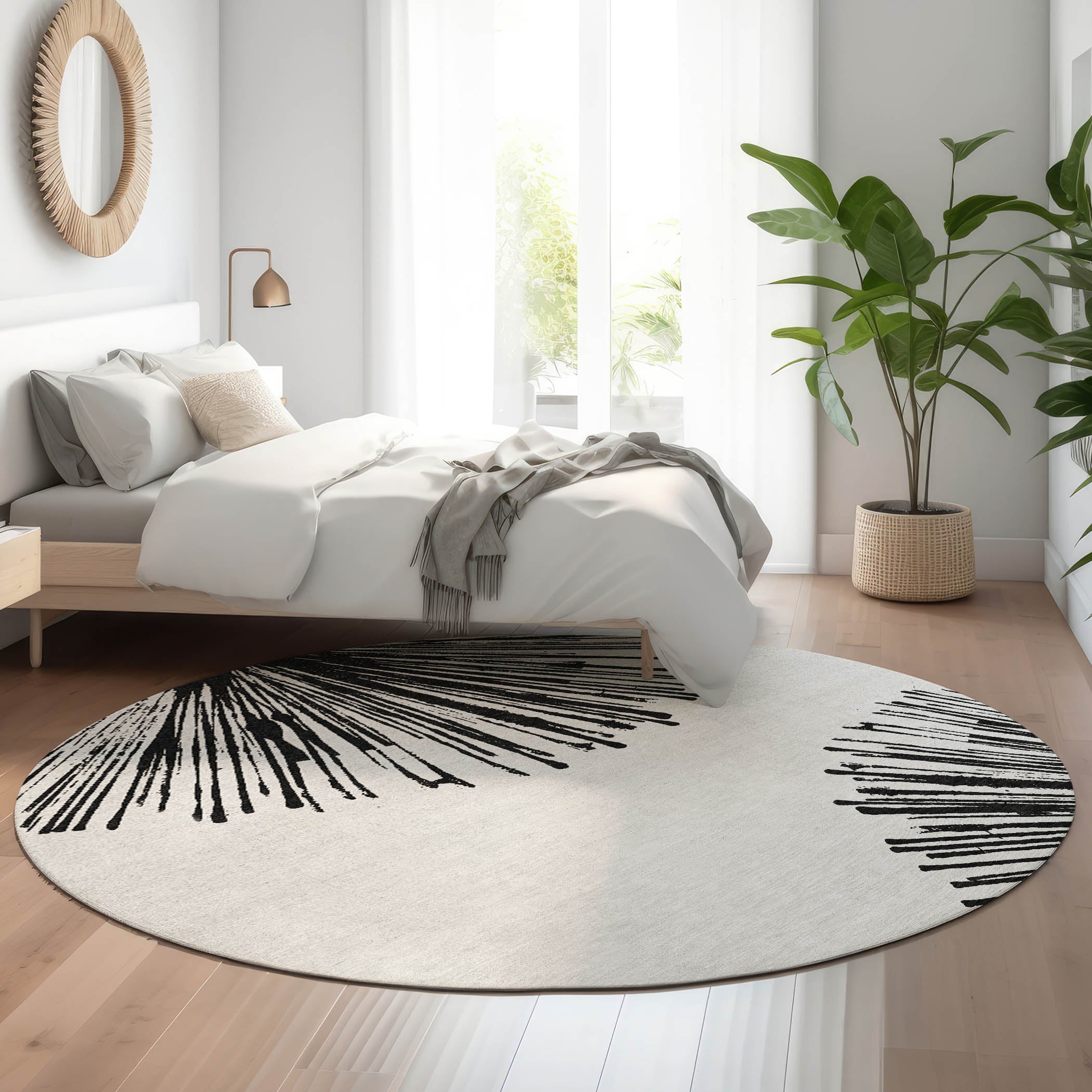 Dubrovnik Machine Washable Transitional Black Rug 8' x 8' #shape_Round