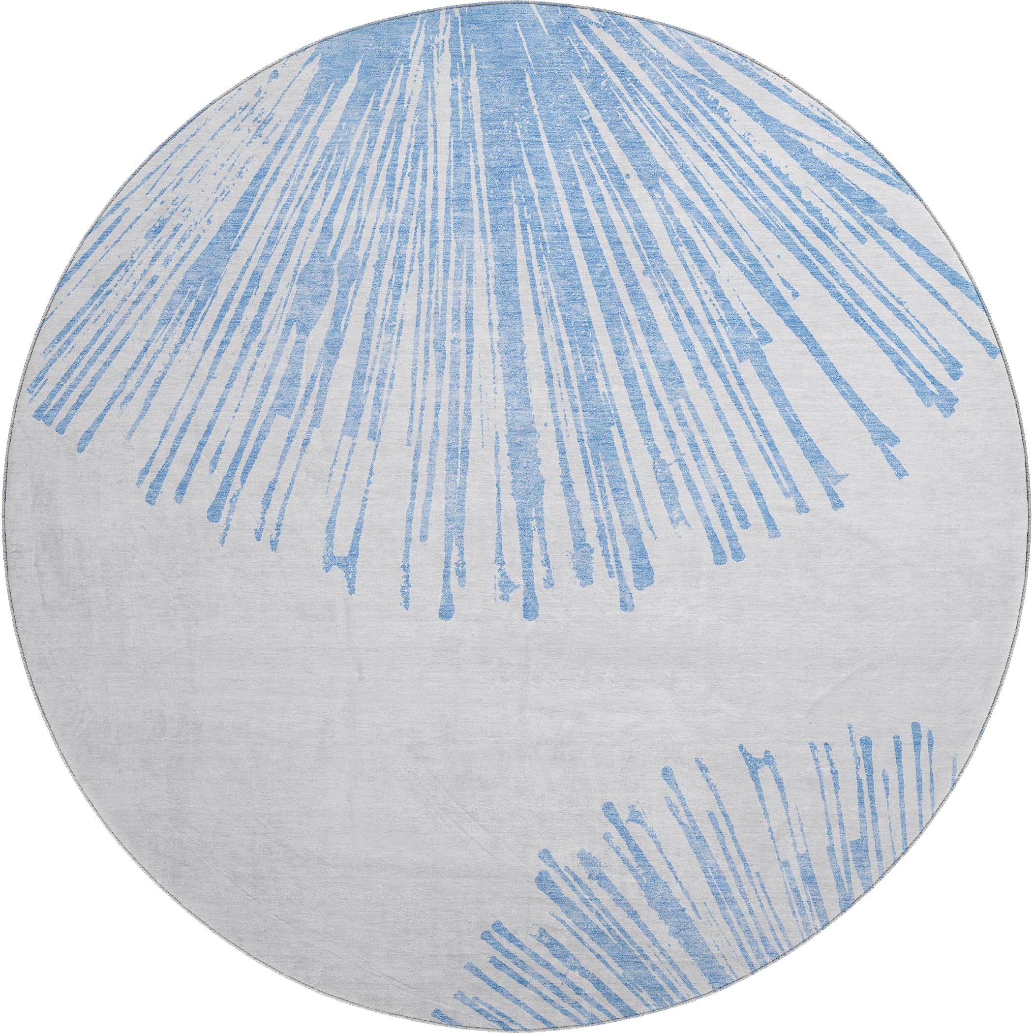 Dubrovnik Machine Washable Transitional Denim Blue Rug 8' x 8' #shape_Round