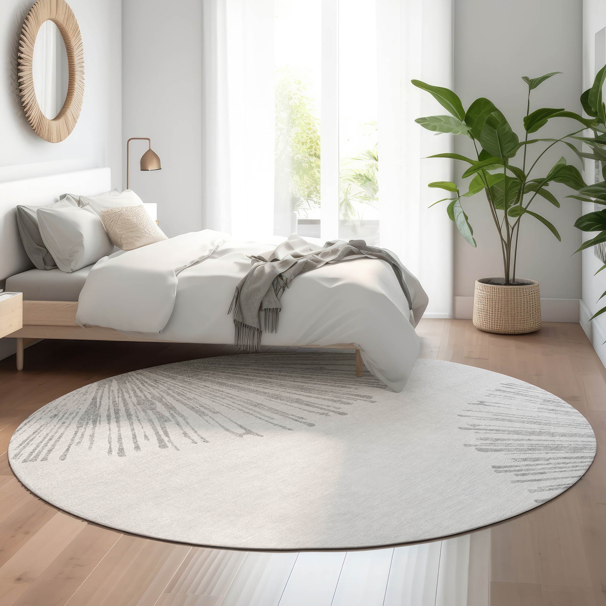 Dubrovnik Machine Washable Transitional Gray Rug 8' x 8' #shape_Round