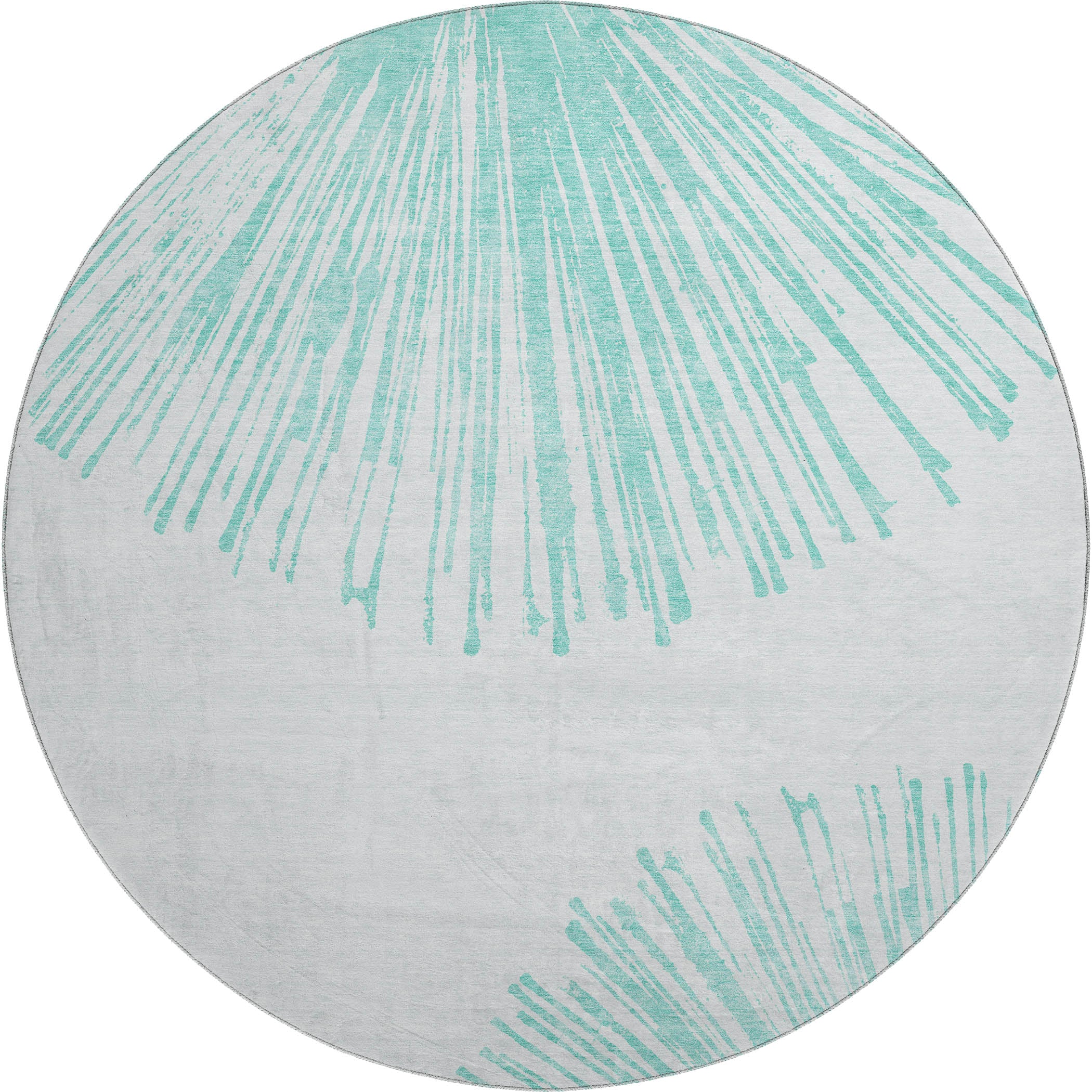 Dubrovnik Machine Washable Transitional Teal Rug 8' x 8' #shape_Round
