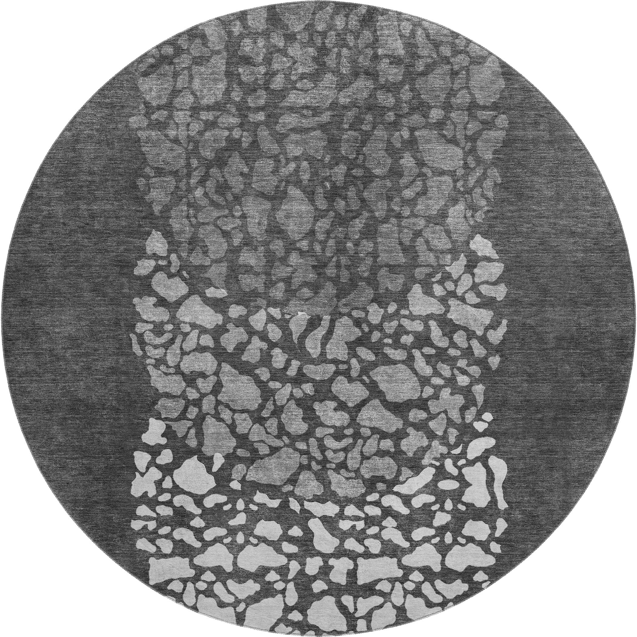 Reykjavik Machine Washable Transitional Charcoal Gray Rug 8' x 8' #shape_Round