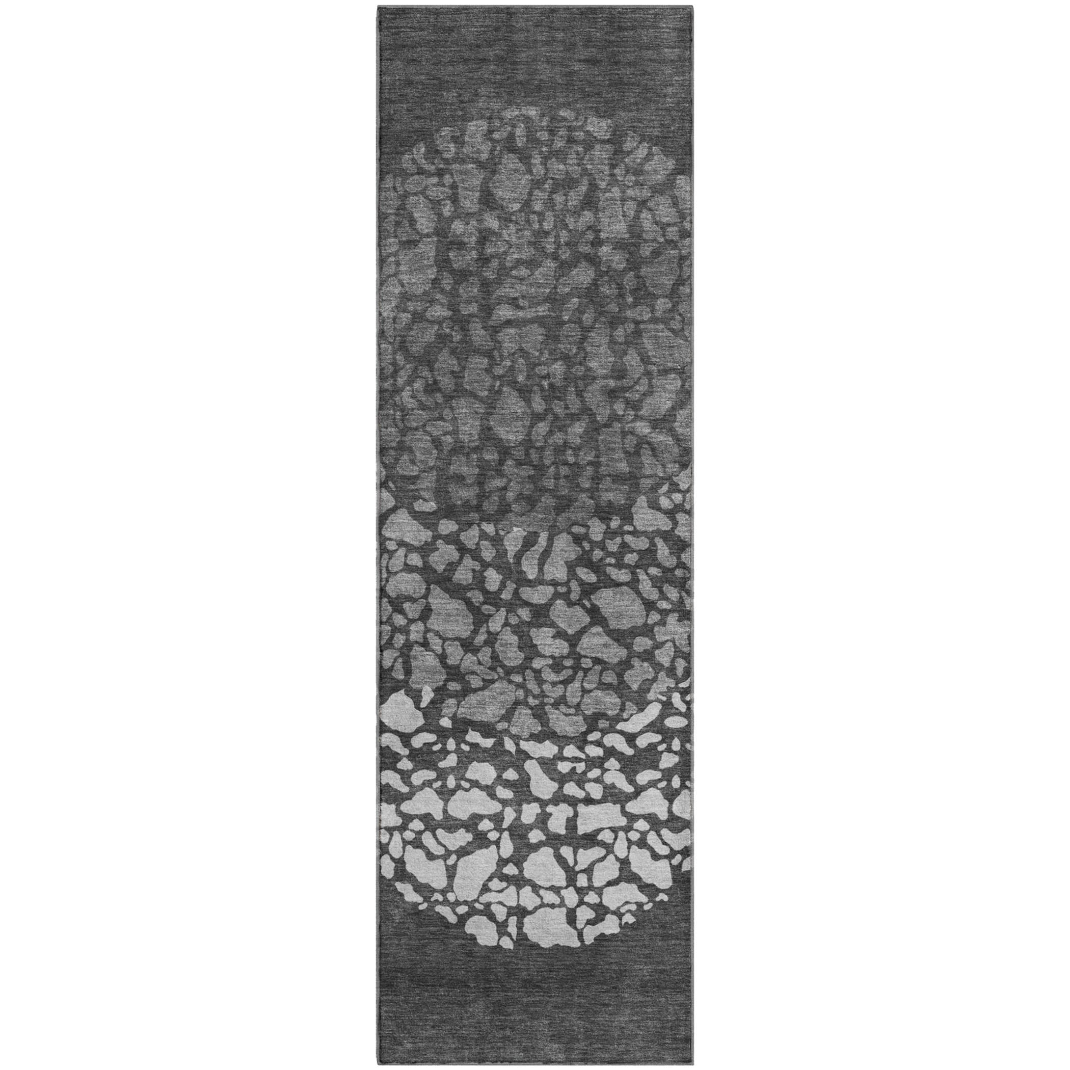 Reykjavik Machine Washable Transitional Charcoal Gray Rug 2'3" x 7'6" #shape_Runner