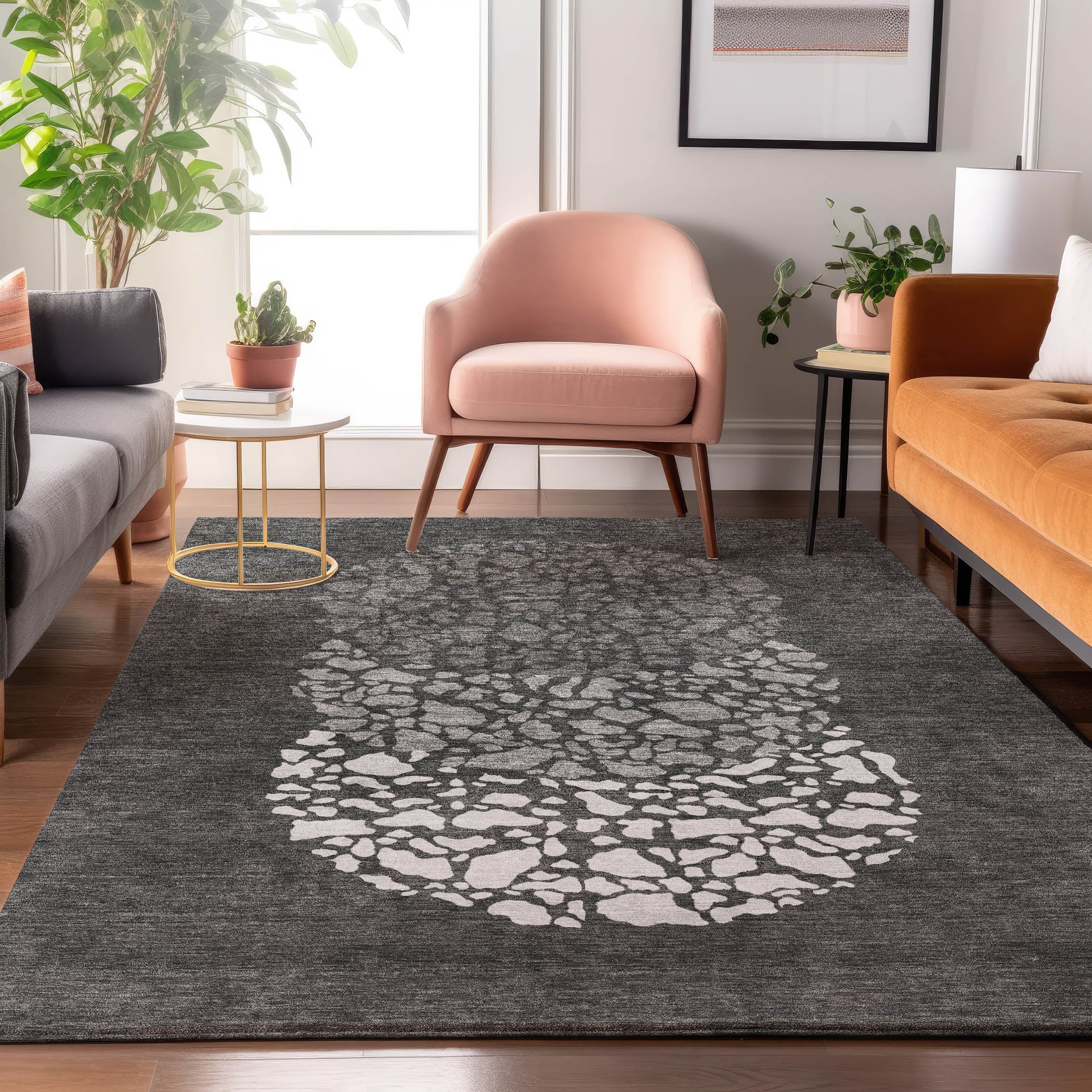 Reykjavik Machine Washable Transitional Charcoal Gray Rug 2'6" x 3'10" #shape_Rectangle