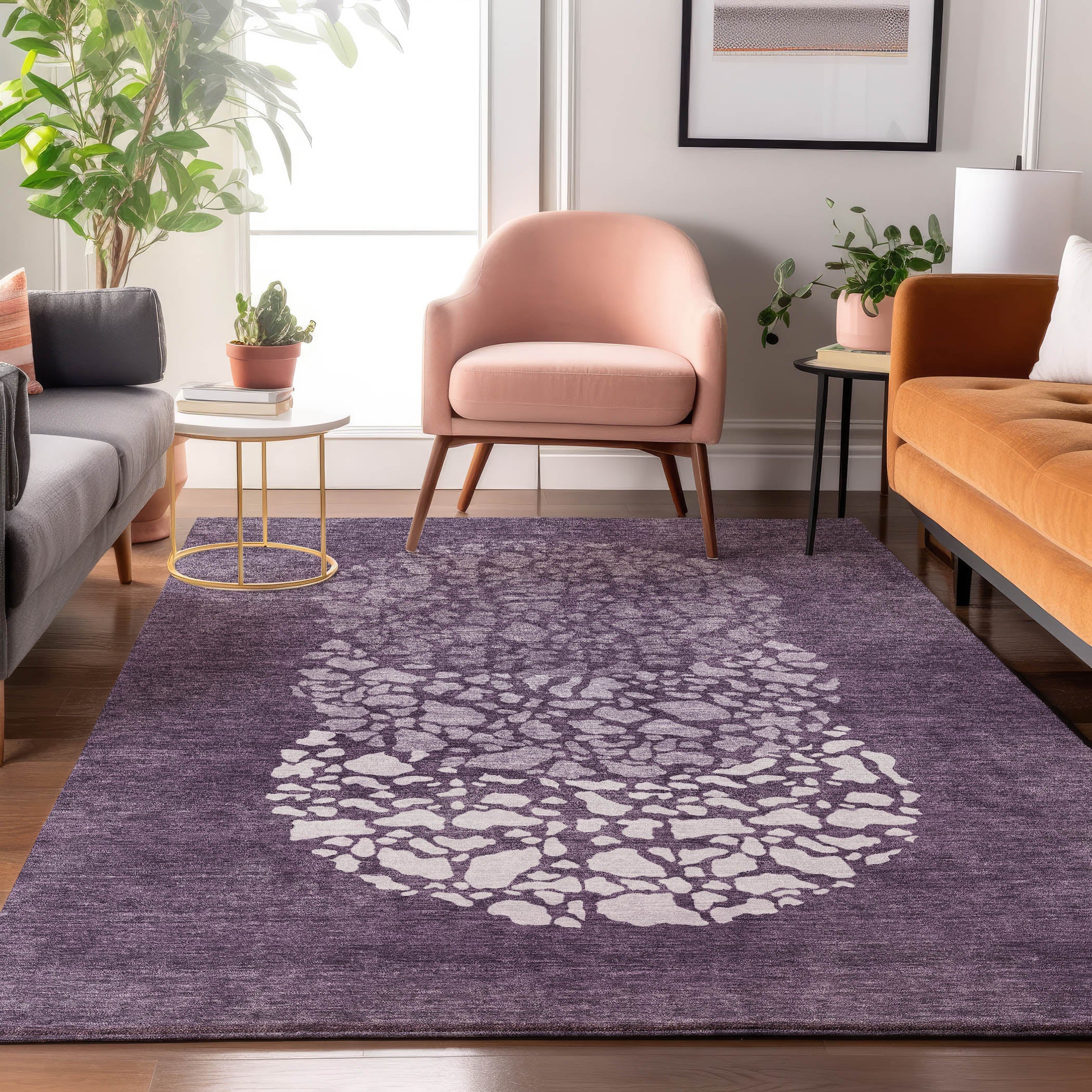 Reykjavik Machine Washable Transitional Eggplant Purple Rug 2'6" x 3'10" #shape_Rectangle