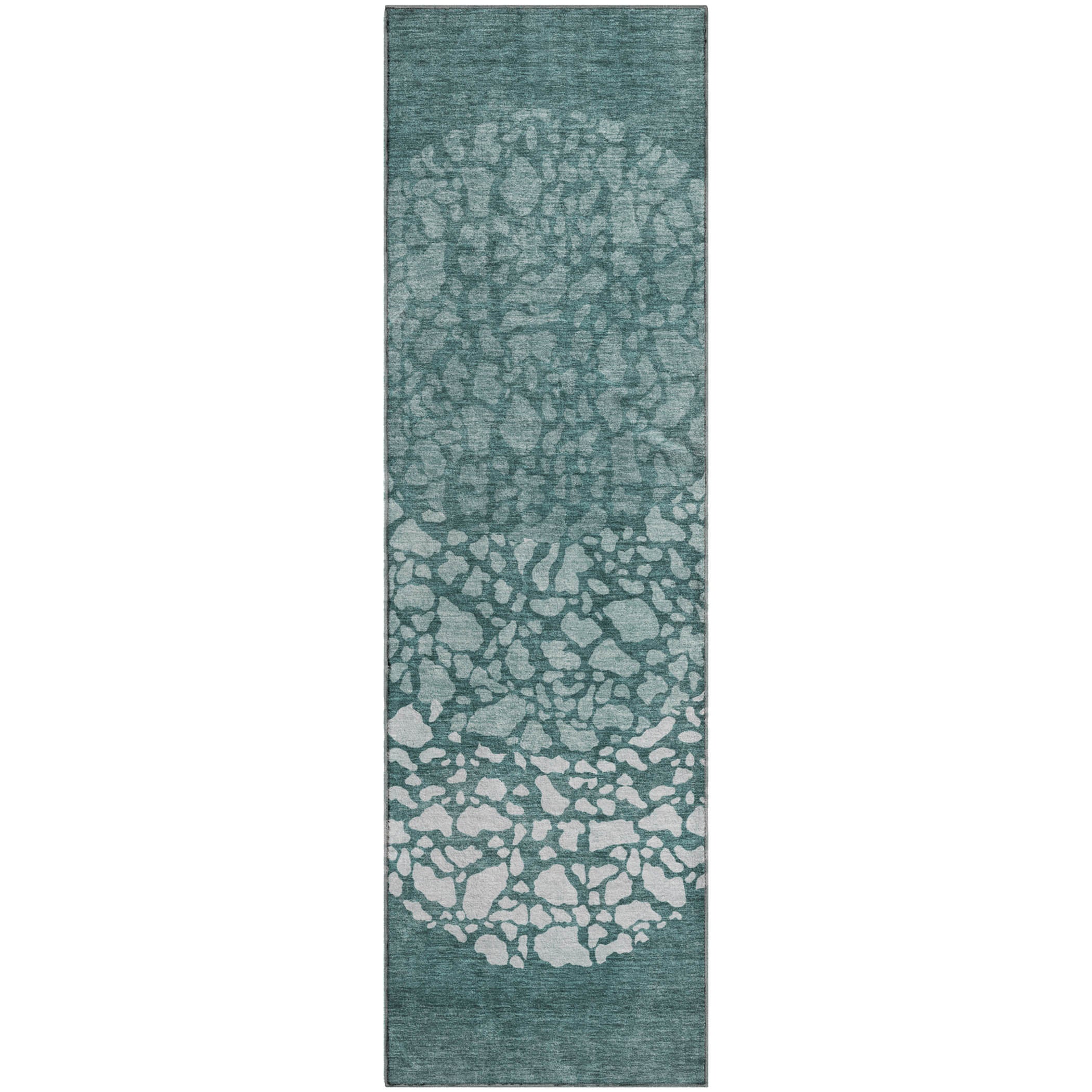 Reykjavik Machine Washable Transitional Teal Rug 2'3" x 7'6" #shape_Runner