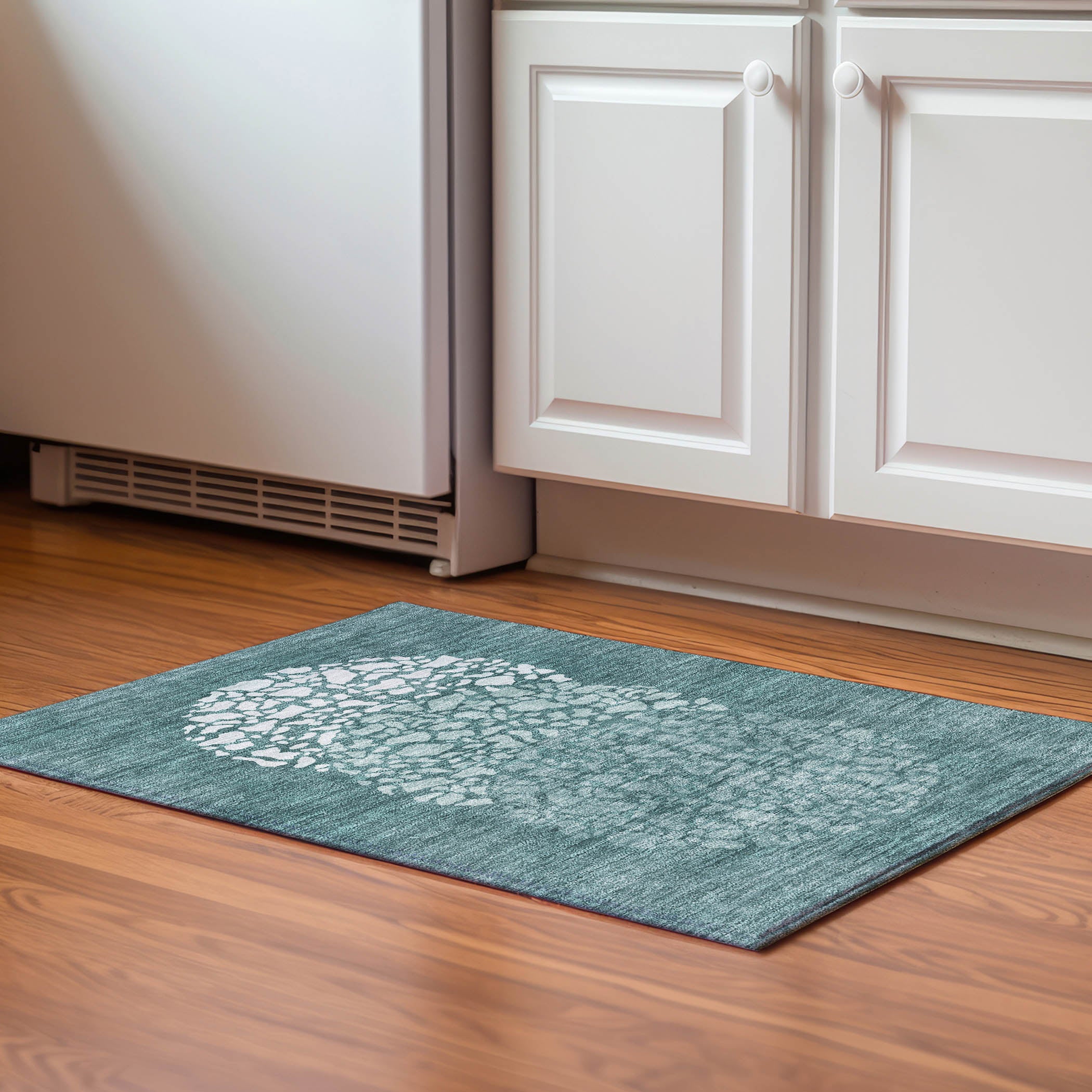 Reykjavik Machine Washable Transitional Teal Rug 1'8" x 2'6" #shape_Rectangle