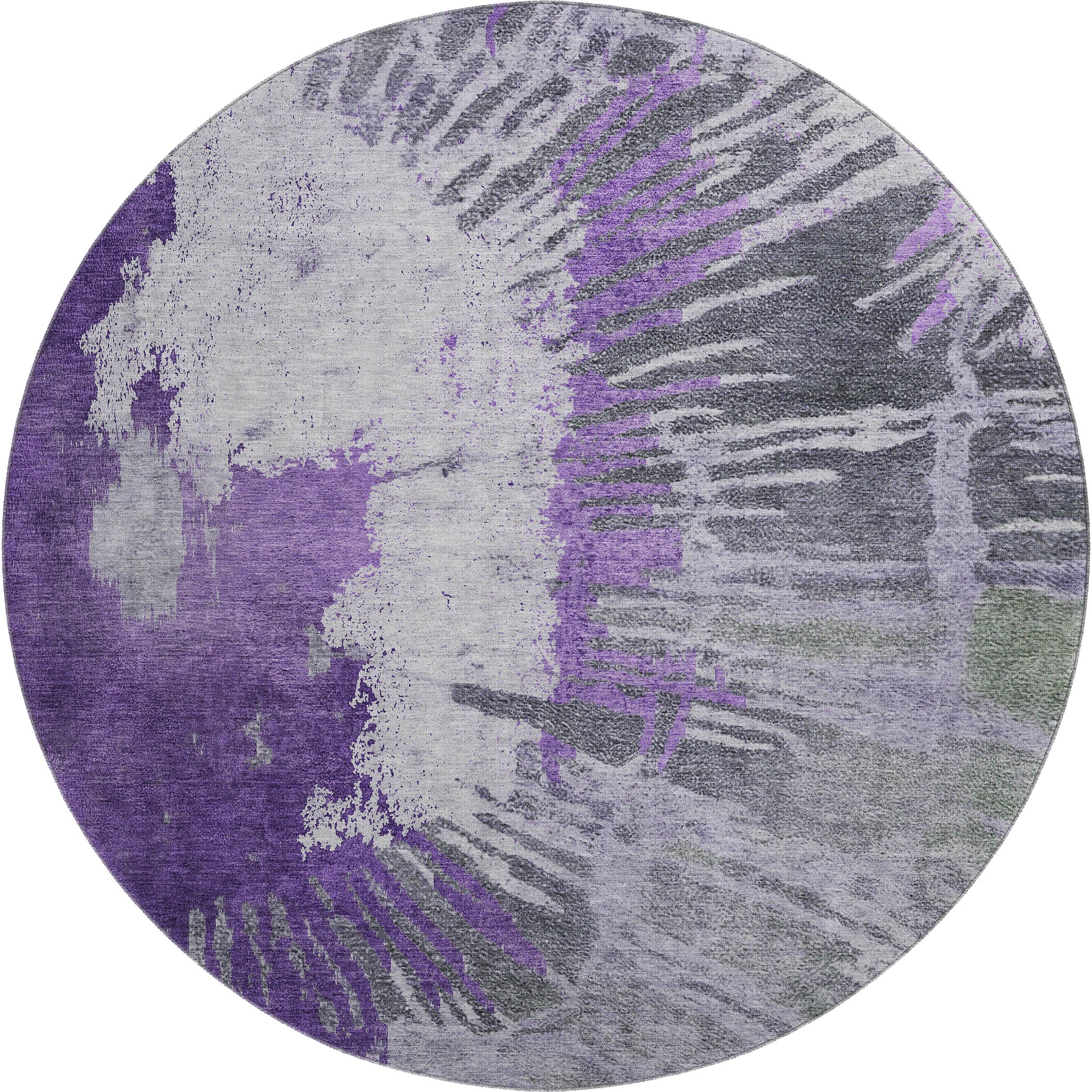 Colombo Machine Washable Transitional Purple Rug 8' x 8' #shape_Round