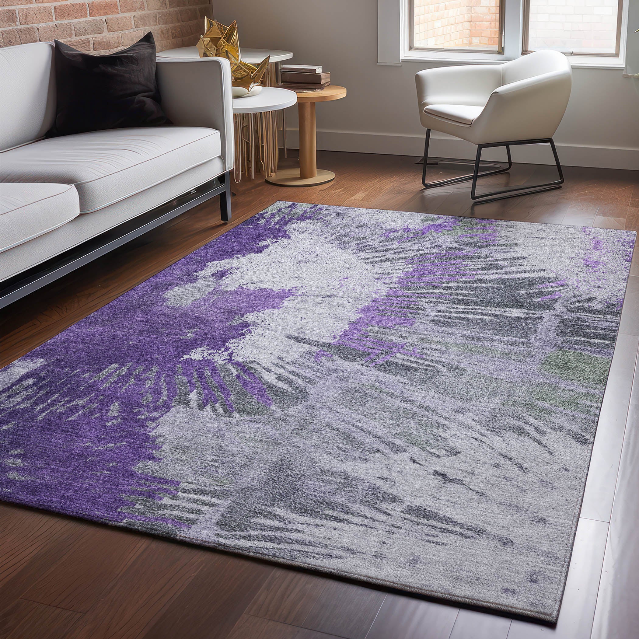 Colombo Machine Washable Transitional Purple Rug 2'6" x 3'10" #shape_Rectangle
