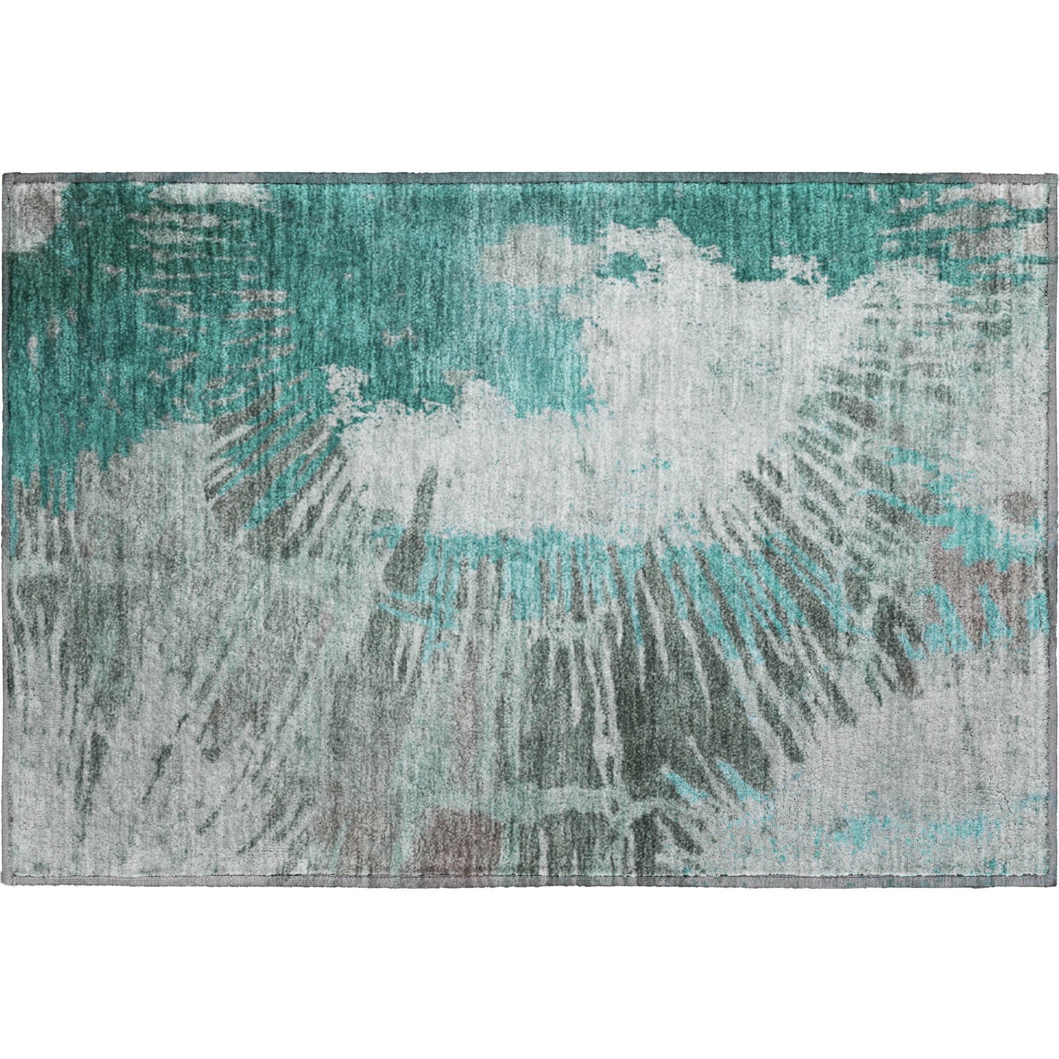 Colombo Machine Washable Transitional Teal Rug 1'8" x 2'6" #shape_Rectangle