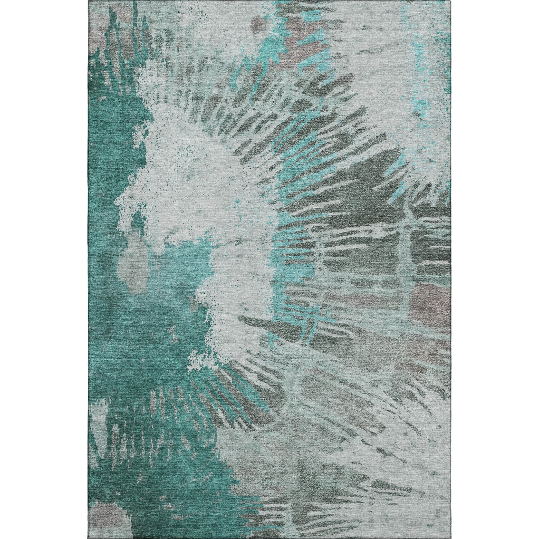 Colombo Machine Washable Transitional Teal Rug 2'6" x 3'10" #shape_Rectangle