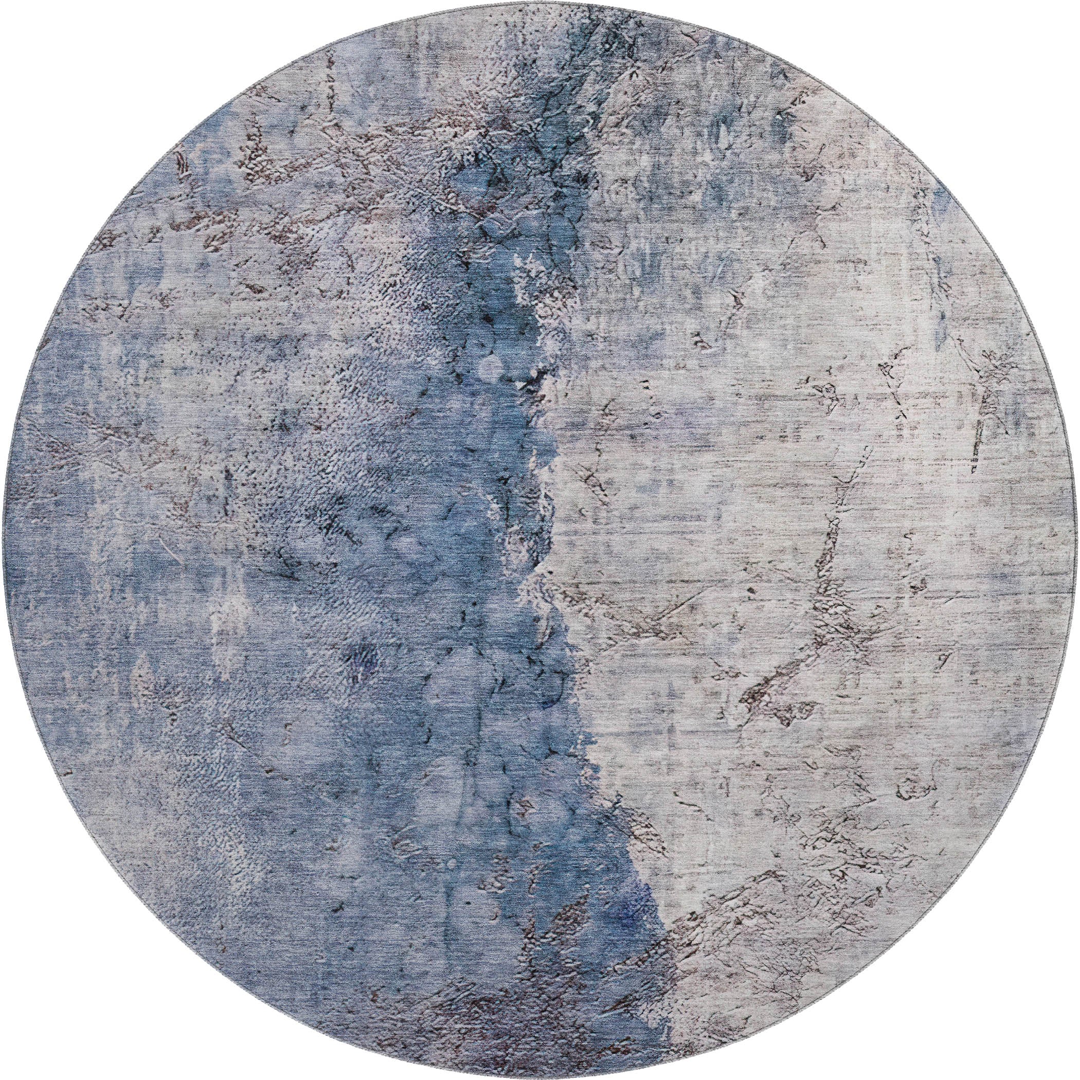 Baku Machine Washable Transitional Blue Rug 8' x 8' #shape_Round