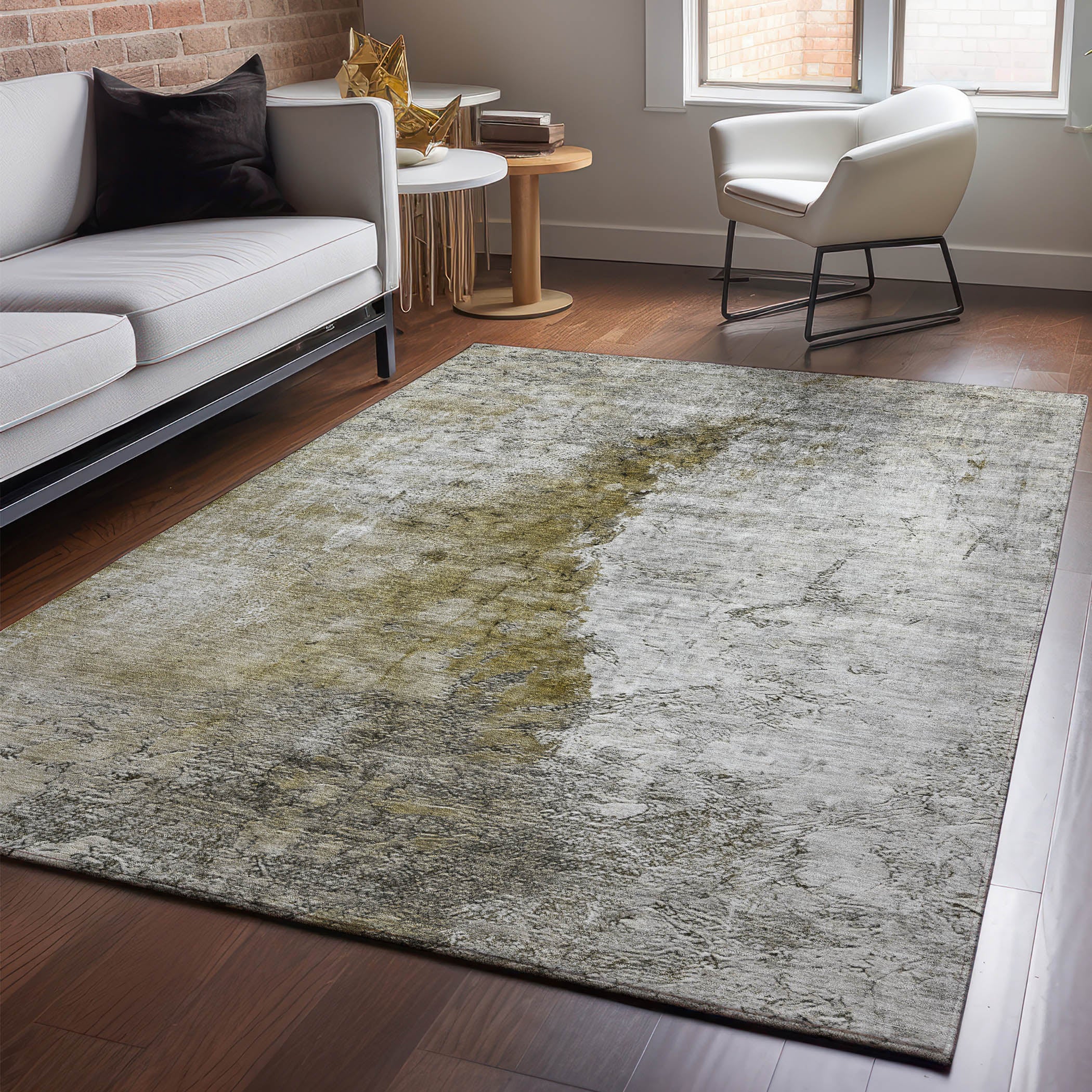 Baku Machine Washable Transitional Brown Rug 2'6" x 3'10" #shape_Rectangle