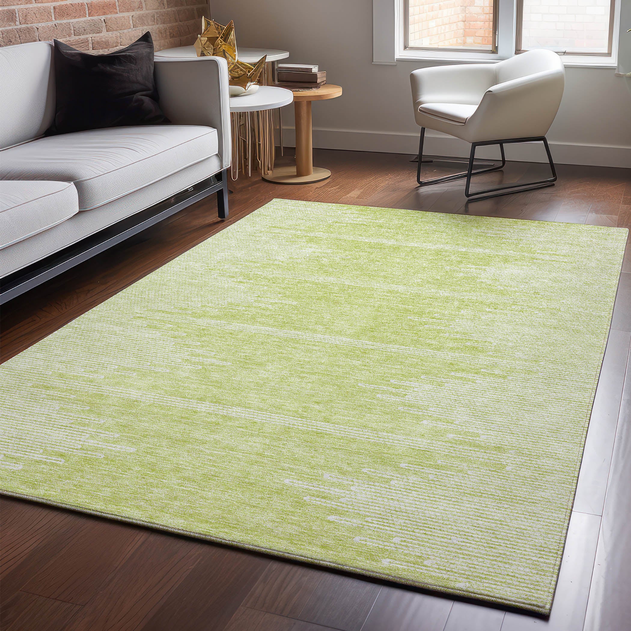 Seoul Machine Washable Transitional Aloe Green Rug 2'6" x 3'10" #shape_Rectangle