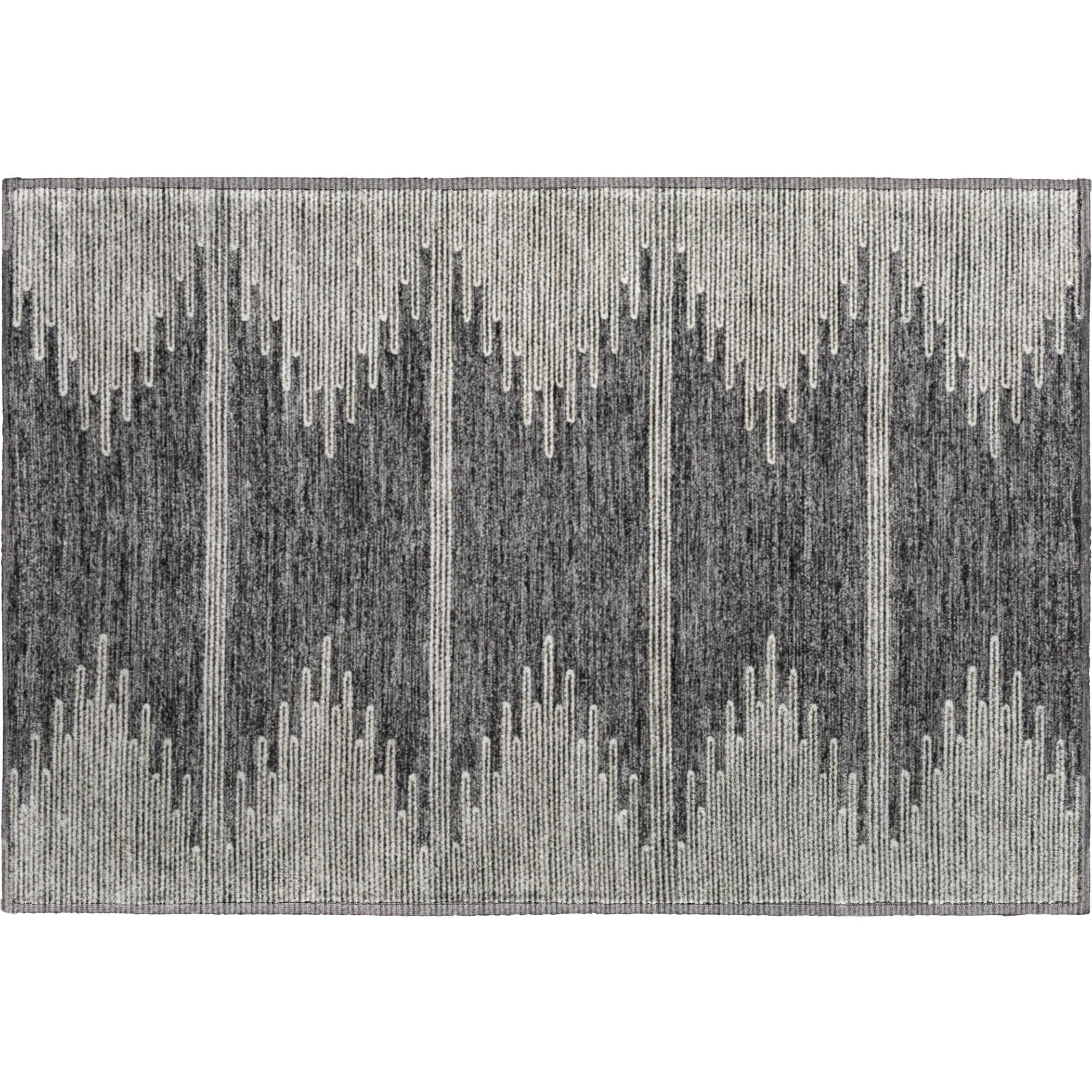 Seoul Machine Washable Transitional Charcoal Gray Rug 1'8" x 2'6" #shape_Rectangle