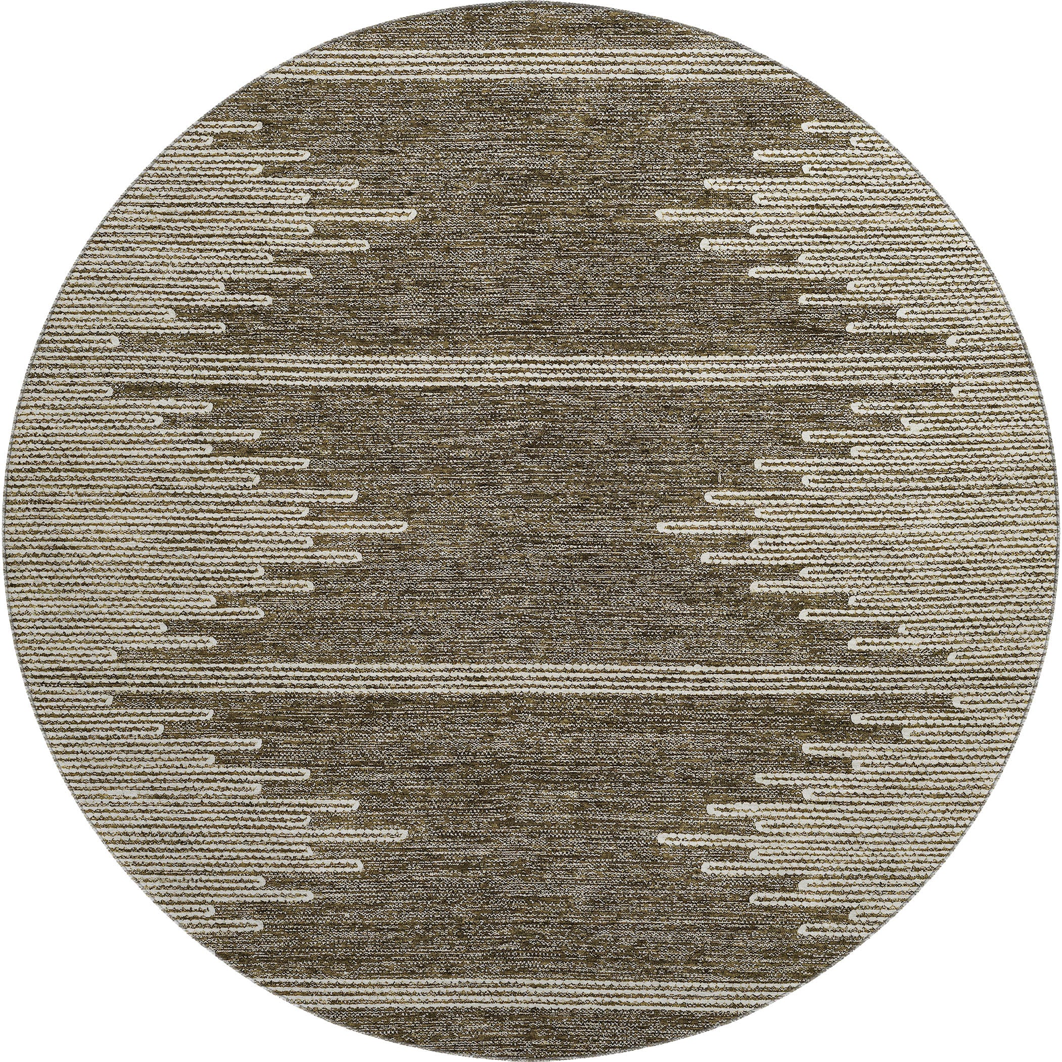 Seoul Machine Washable Transitional Coffee Brown Rug 8' x 8' #shape_Round