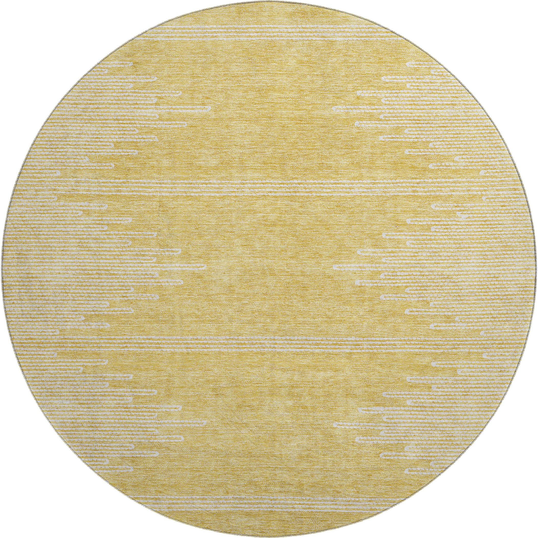 Seoul Machine Washable Transitional Gold Rug 8' x 8' #shape_Round