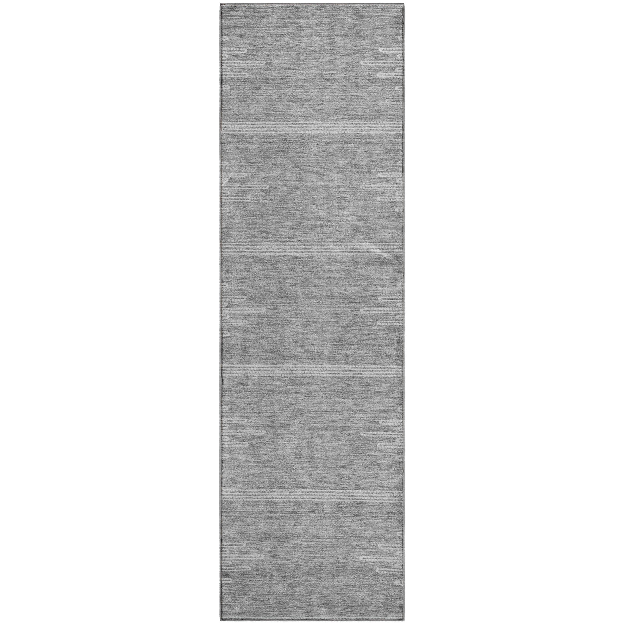 Seoul Machine Washable Transitional Gray Rug 2'3" x 7'6" #shape_Runner