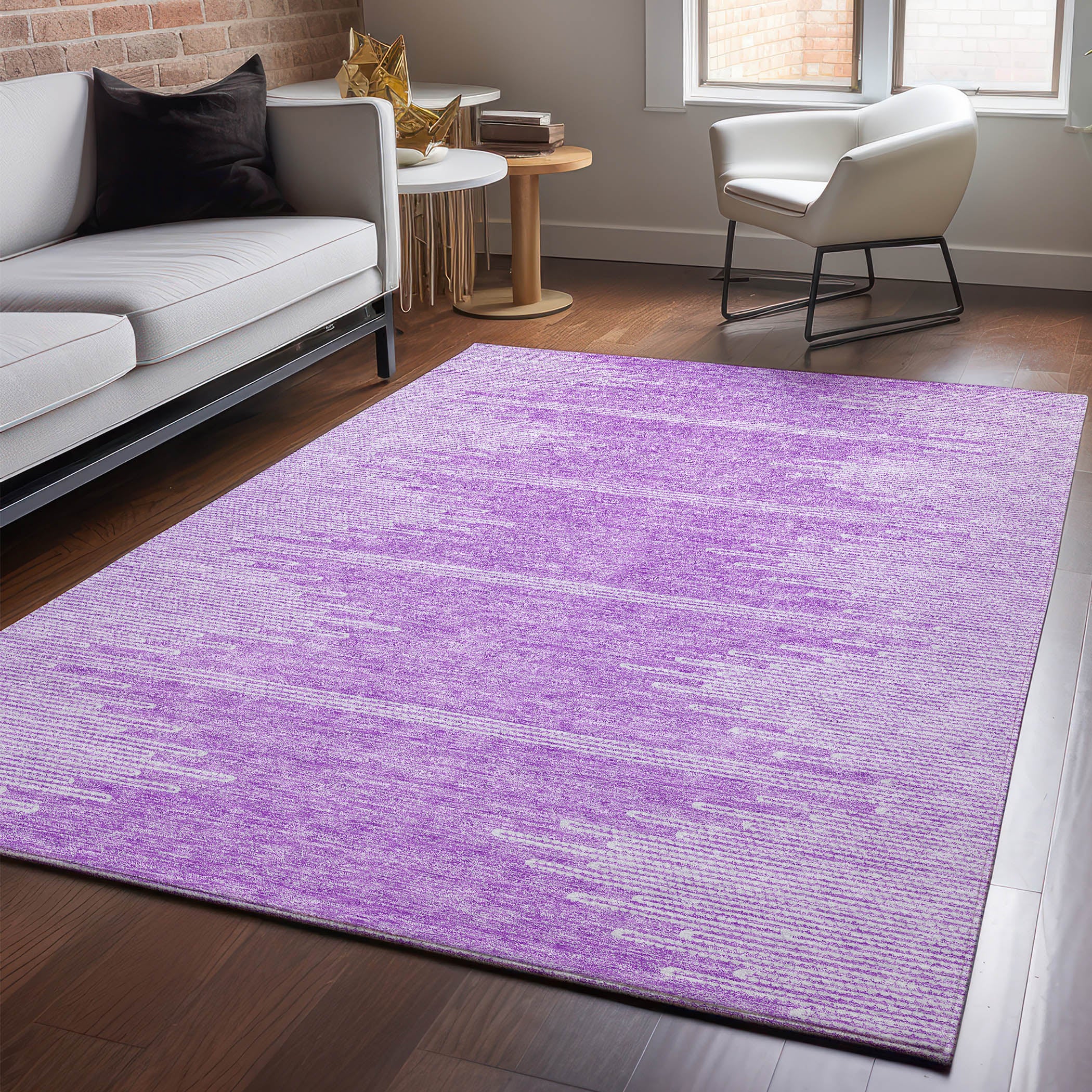 Seoul Machine Washable Transitional Lavender Purple Rug 2'6" x 3'10" #shape_Rectangle