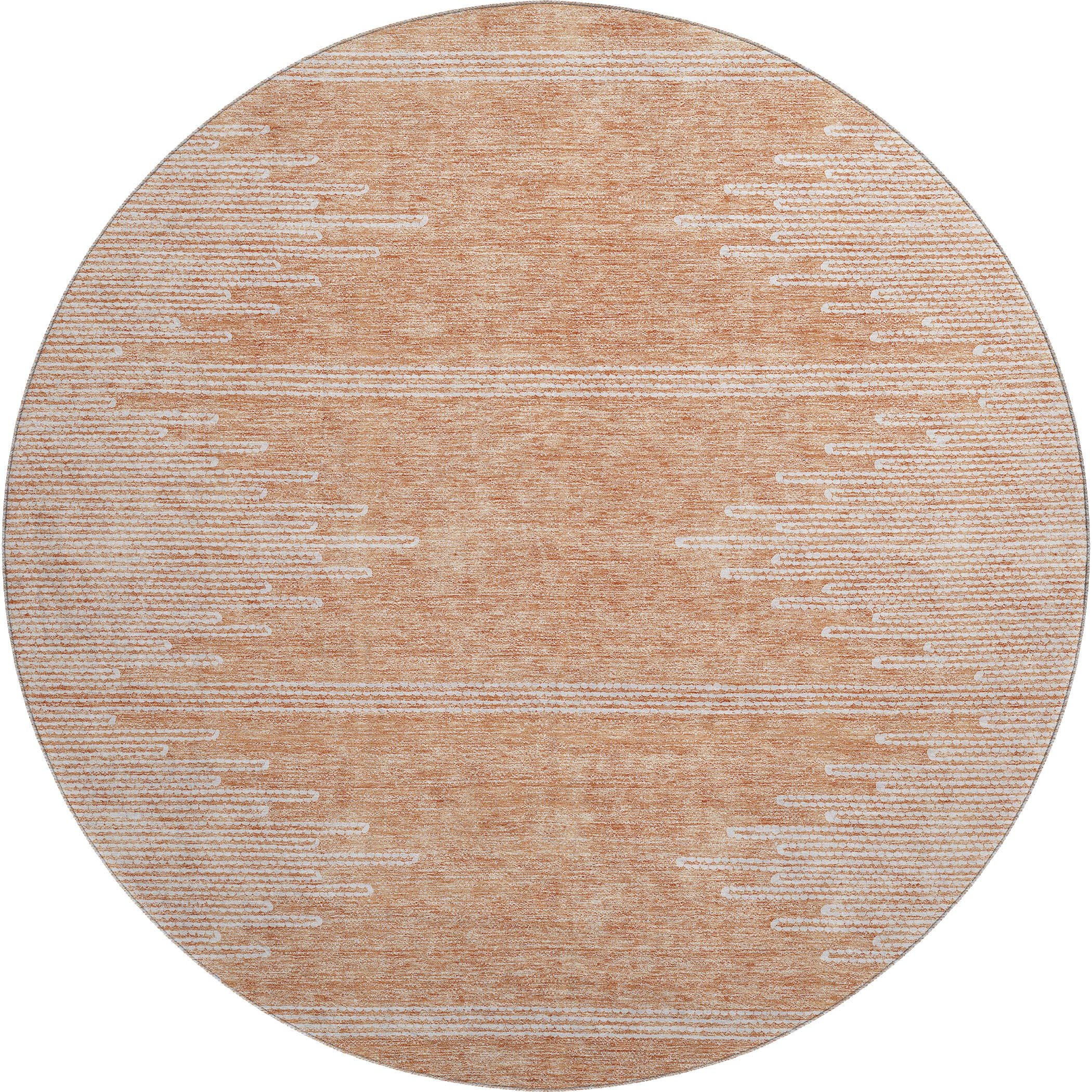 Seoul Machine Washable Transitional Salmon Orange Rug 8' x 8' #shape_Round