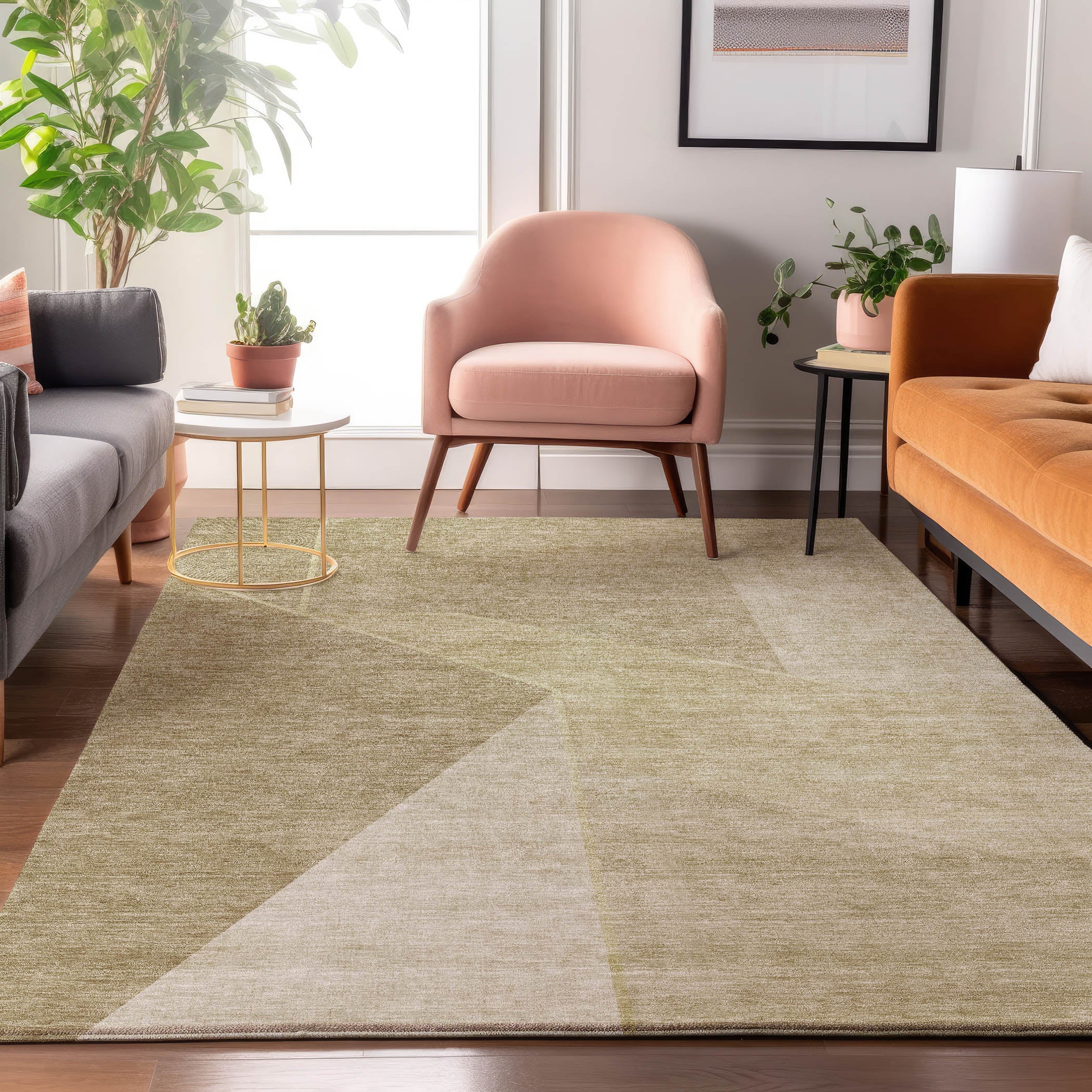 Bangkok Machine Washable Transitional Beige Brown Rug 2'6" x 3'10" #shape_Rectangle