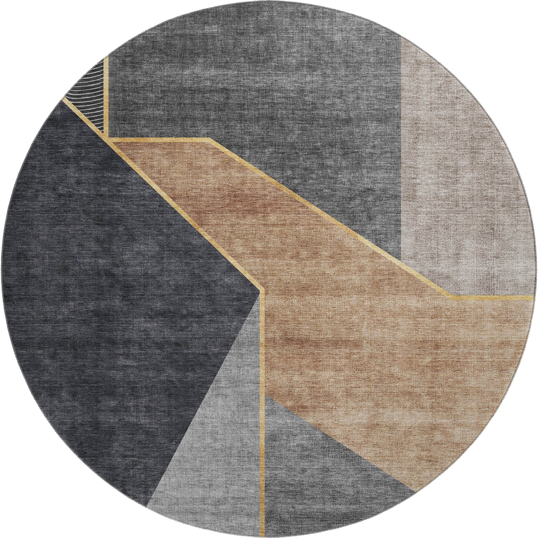 Bangkok Machine Washable Transitional Charcoal Gray Rug 8' x 8' #shape_Round