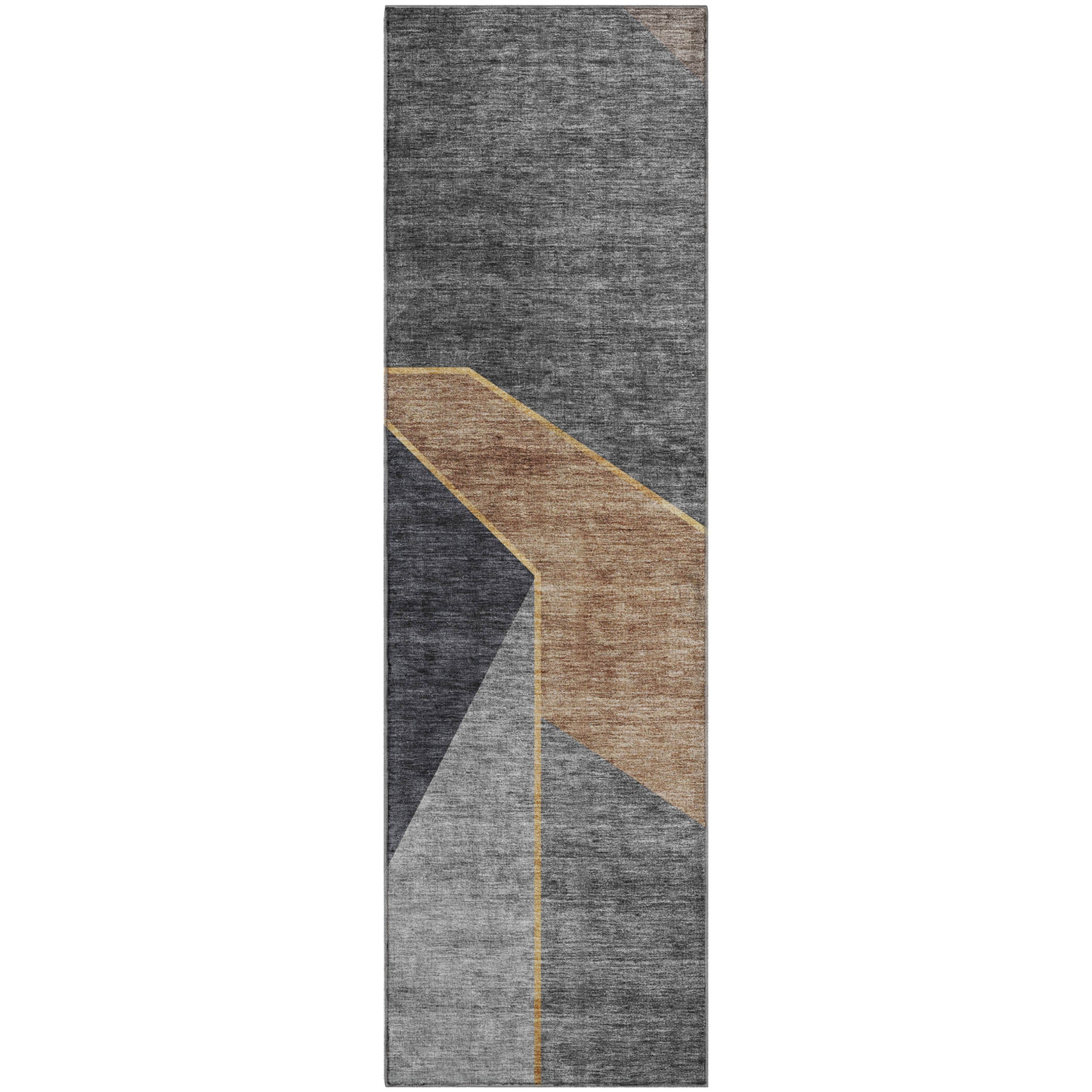 Bangkok Machine Washable Transitional Charcoal Gray Rug 2'3" x 7'6" #shape_Runner