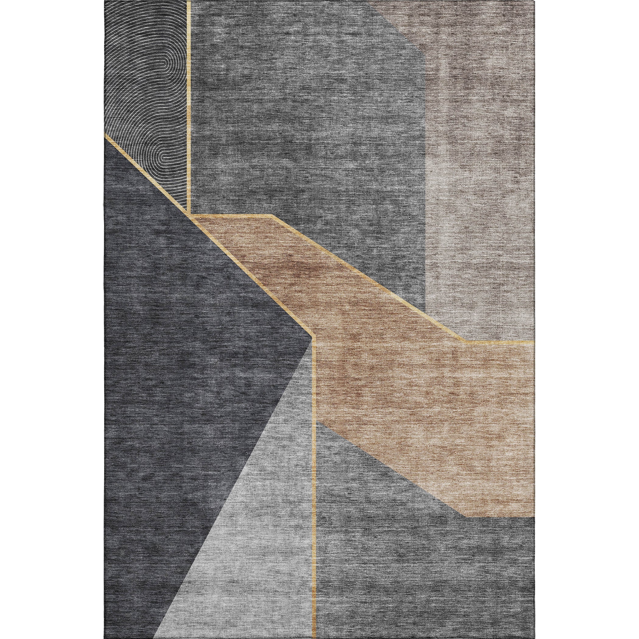 Bangkok Machine Washable Transitional Charcoal Gray Rug 2'6" x 3'10" #shape_Rectangle